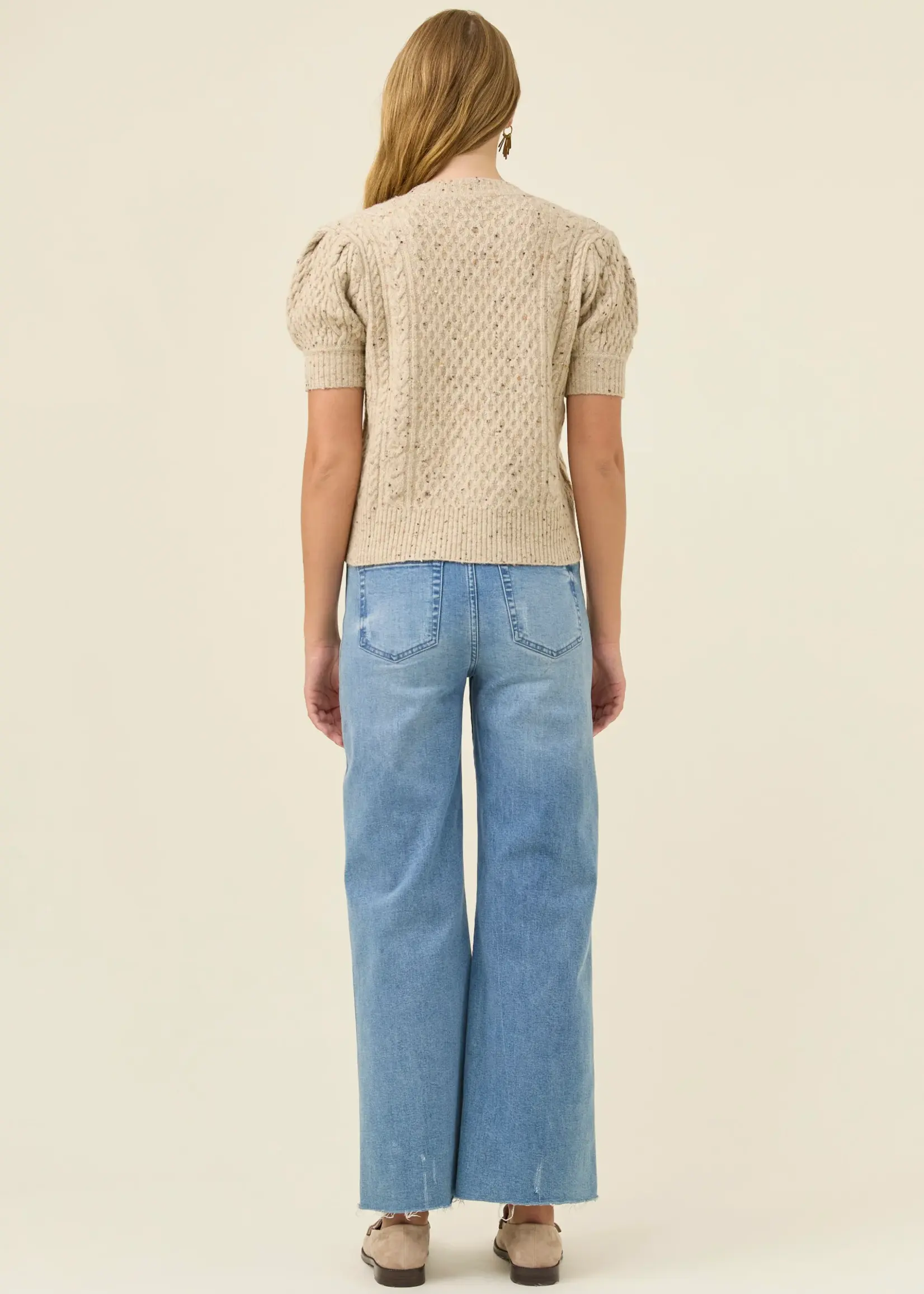 Isle of Mine Mckenna Short Sleeve Cardigan - Stone