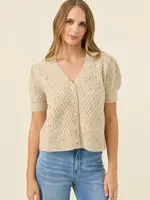 Isle of Mine Mckenna Short Sleeve Cardigan - Stone