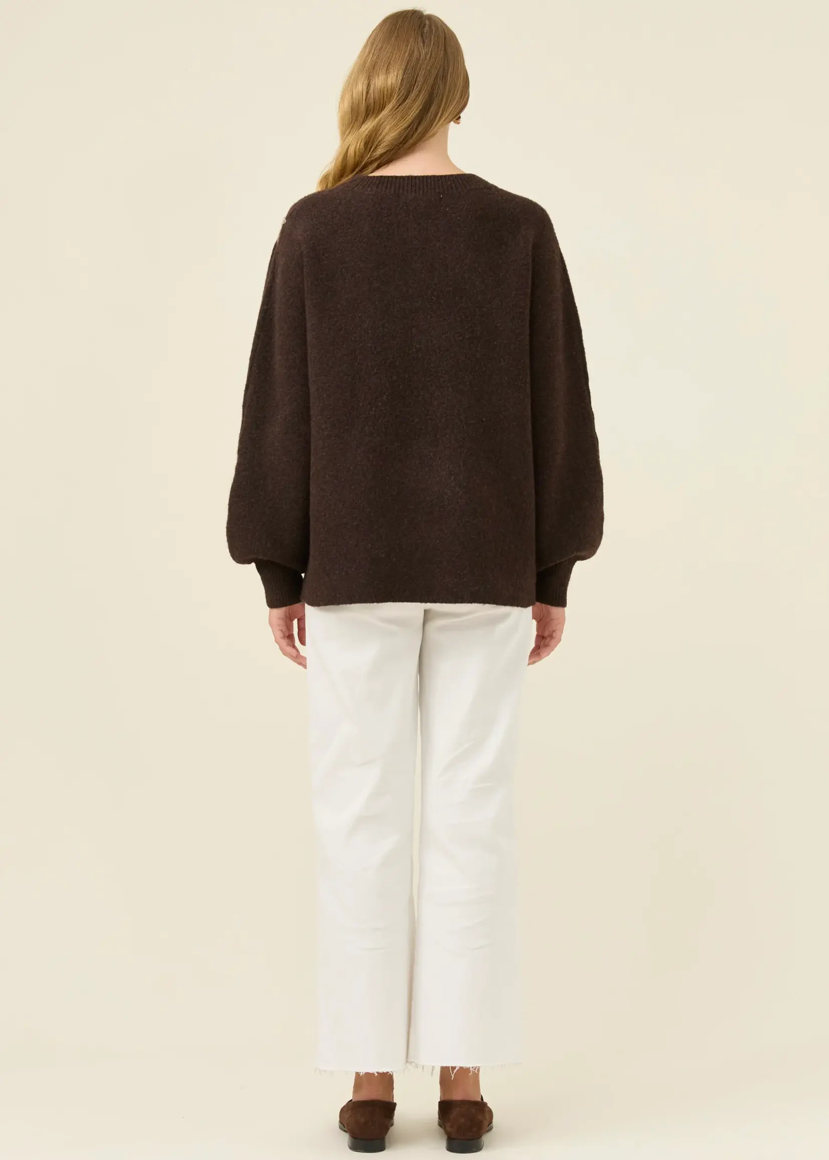 Isle of Mine Miru Stitch Flower Jumper - Chocolate