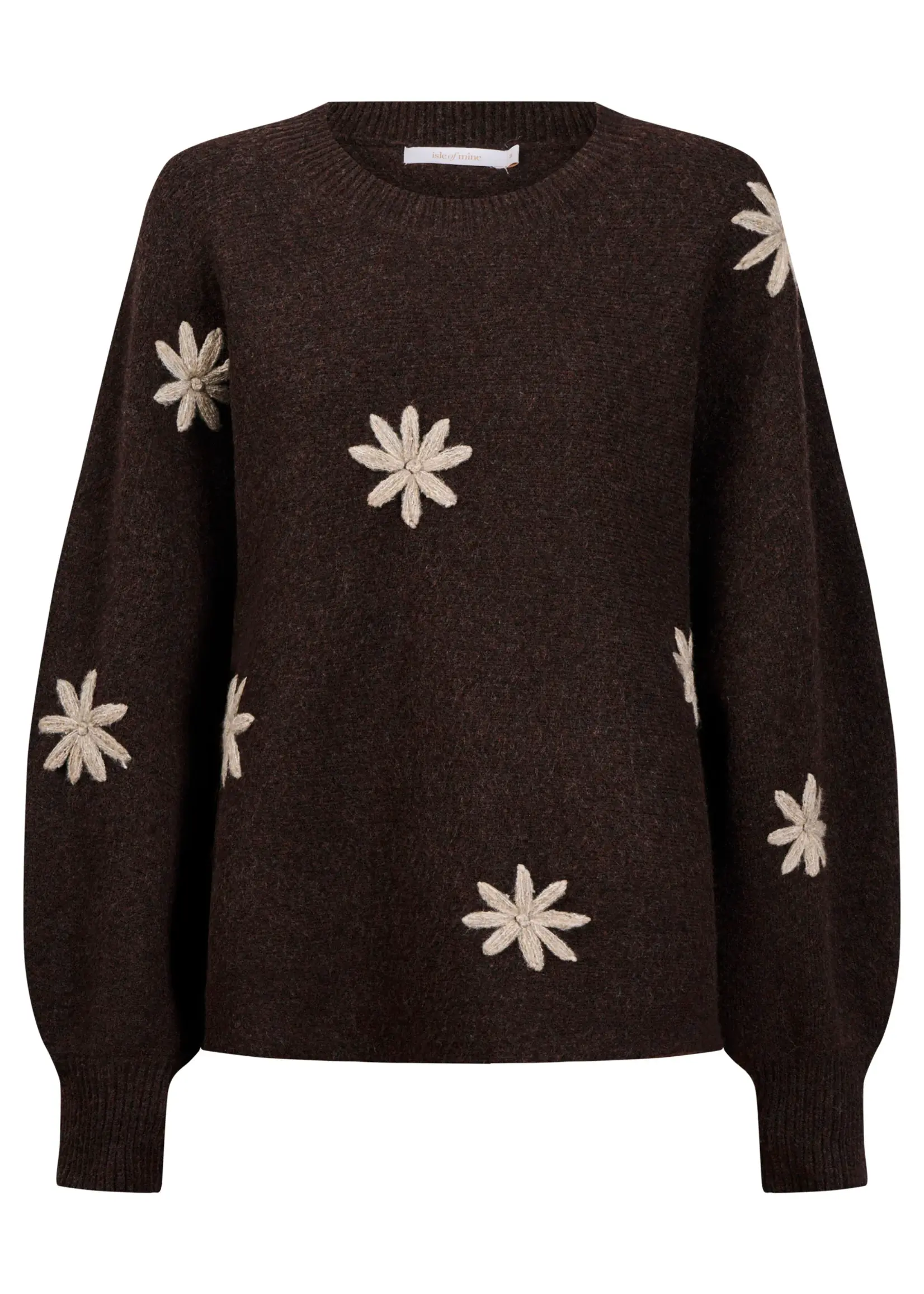 Isle of Mine Miru Stitch Flower Jumper - Chocolate