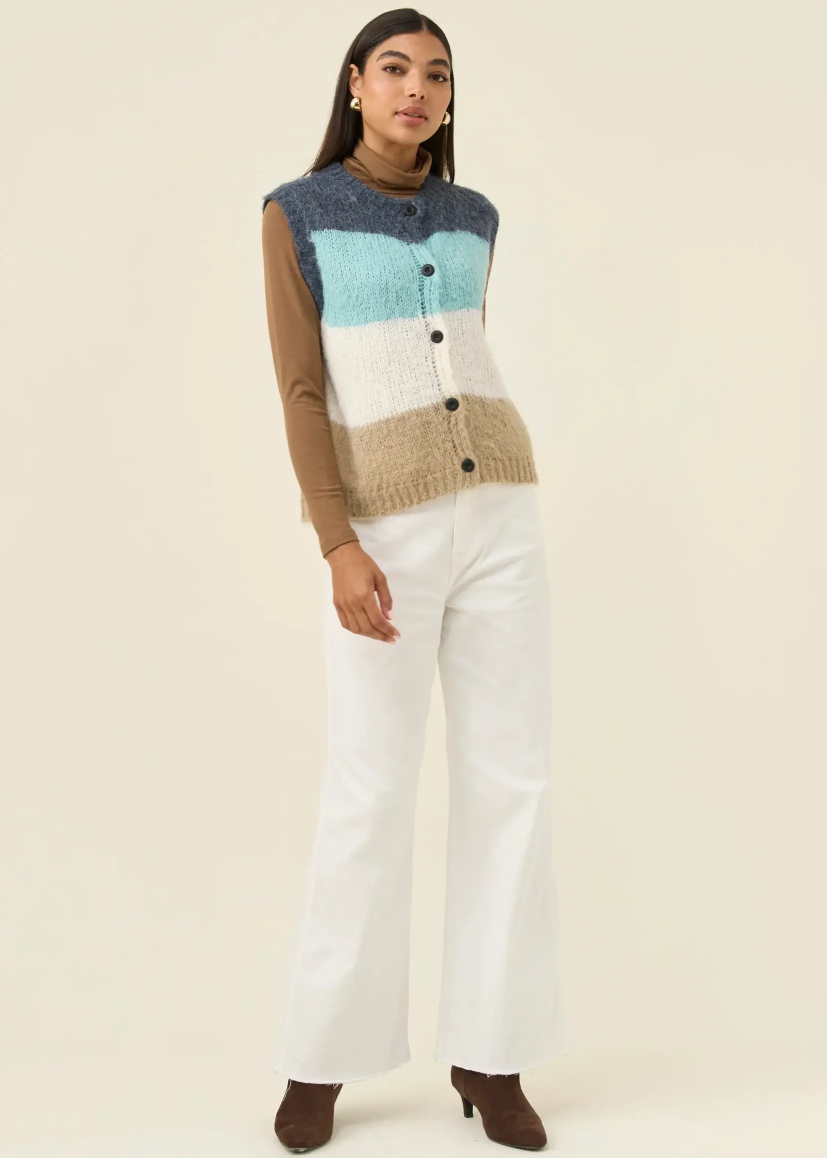 Isle of Mine Pallas Stripe Knit Vest - Ice Blue