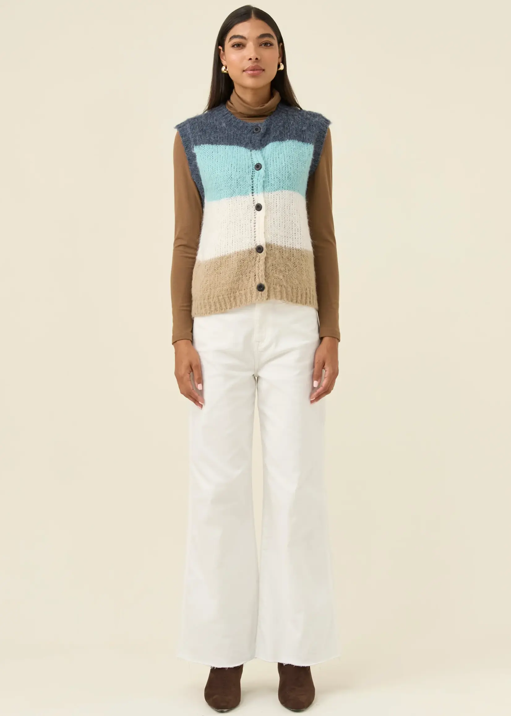 Isle of Mine Pallas Stripe Knit Vest - Ice Blue