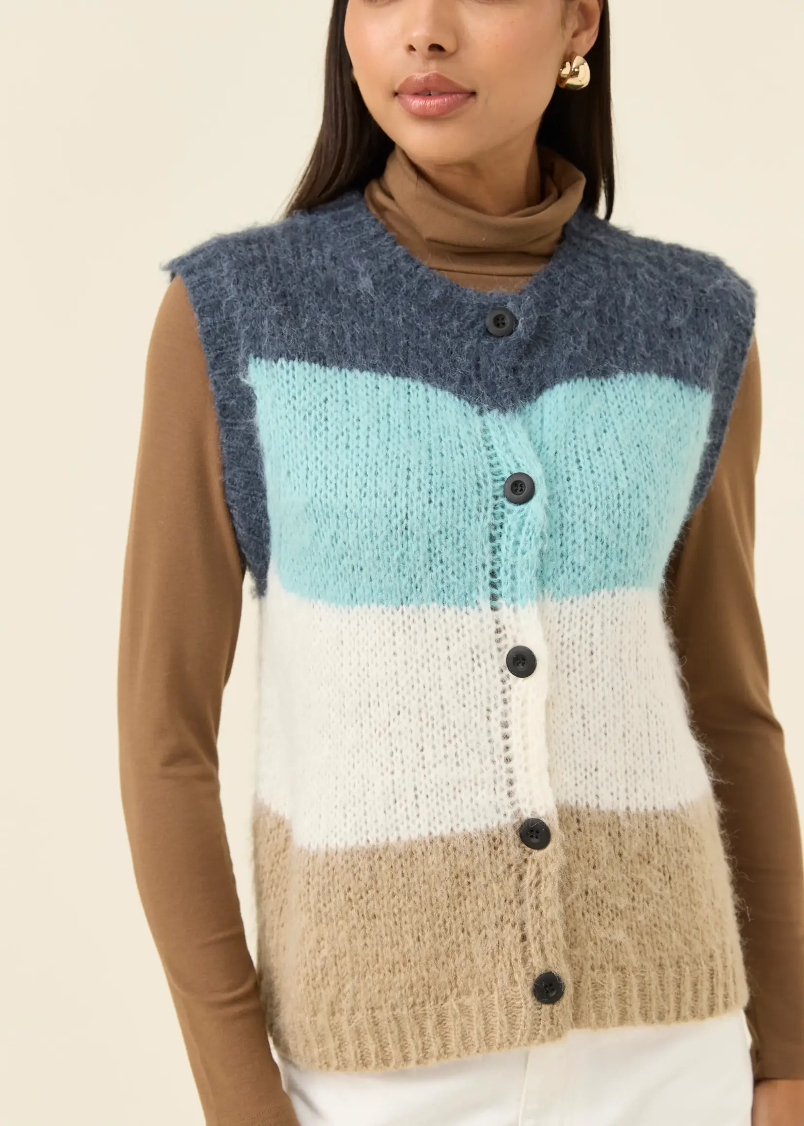 Isle of Mine Pallas Stripe Knit Vest - Ice Blue