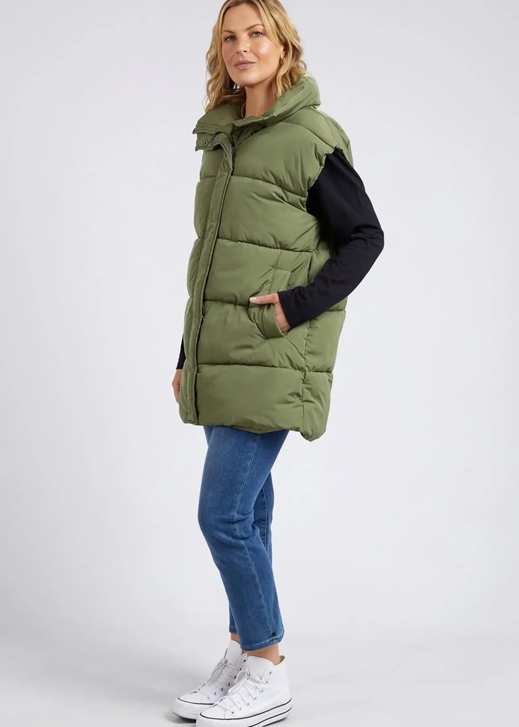 Longline Puffer Vest - Four Leaf Clover