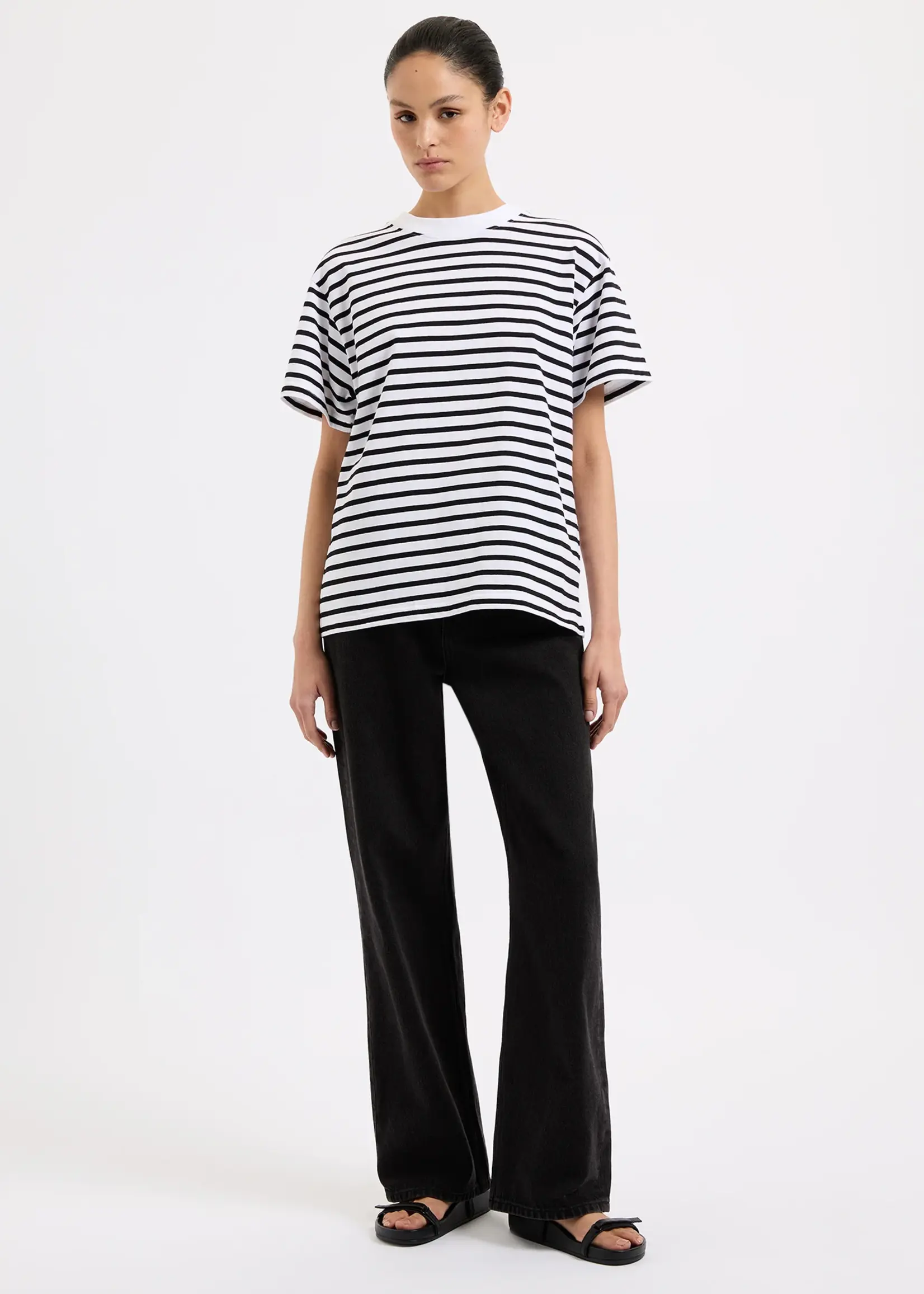 nude lucy Organic Stripe Boyfriend Tee