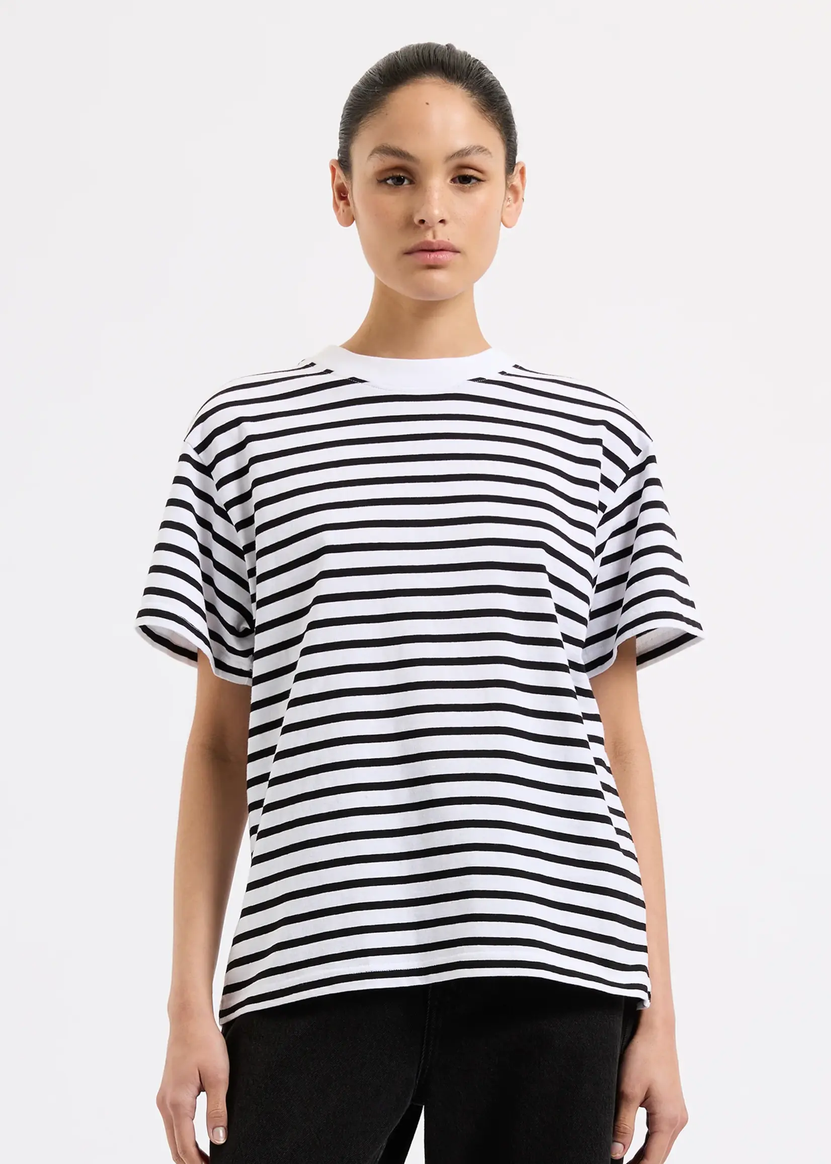 nude lucy Organic Stripe Boyfriend Tee
