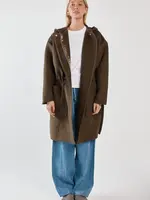 Sass Maxi Hooded Coat - Dark Olive