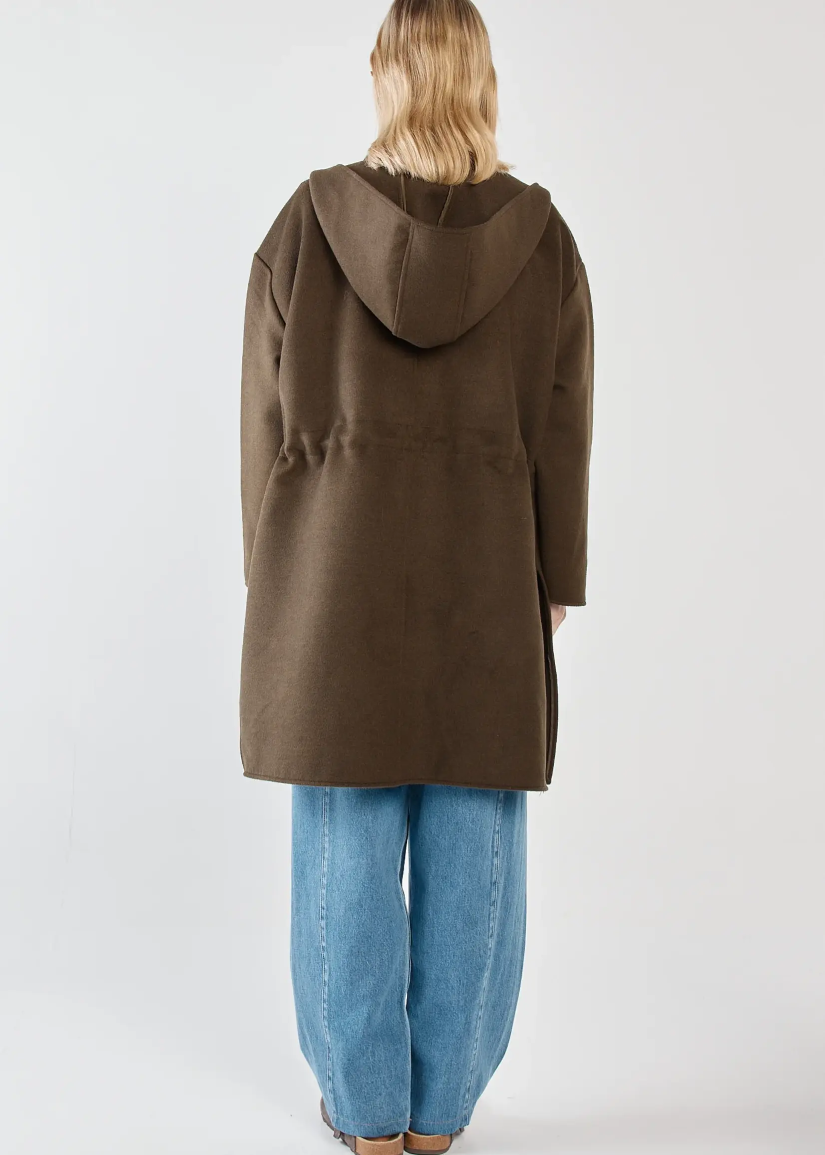 Sass Maxi Hooded Coat - Dark Olive