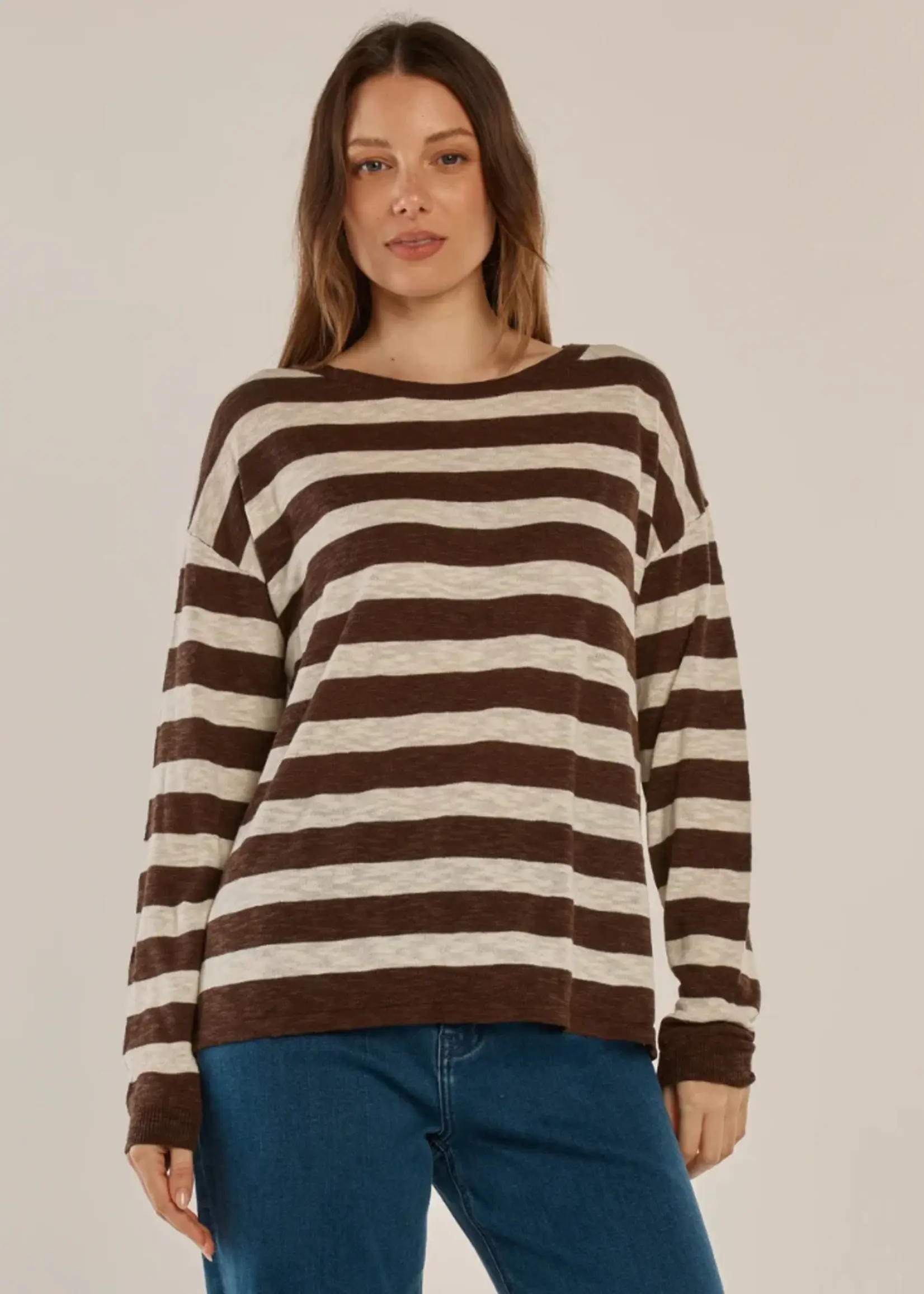 Betty Basic Natasha Knit Top - Brown Stripe