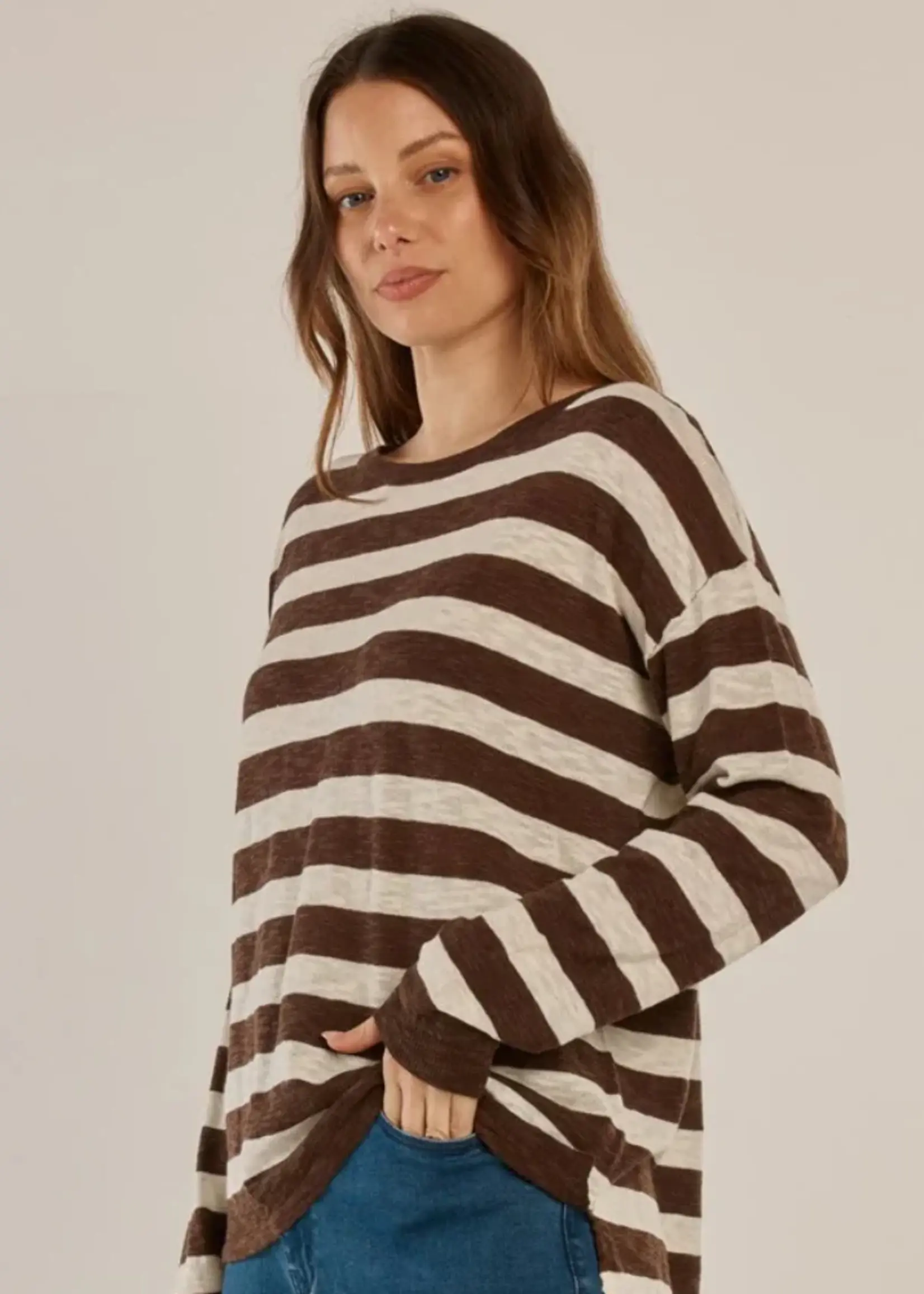 Betty Basic Natasha Knit Top - Brown Stripe