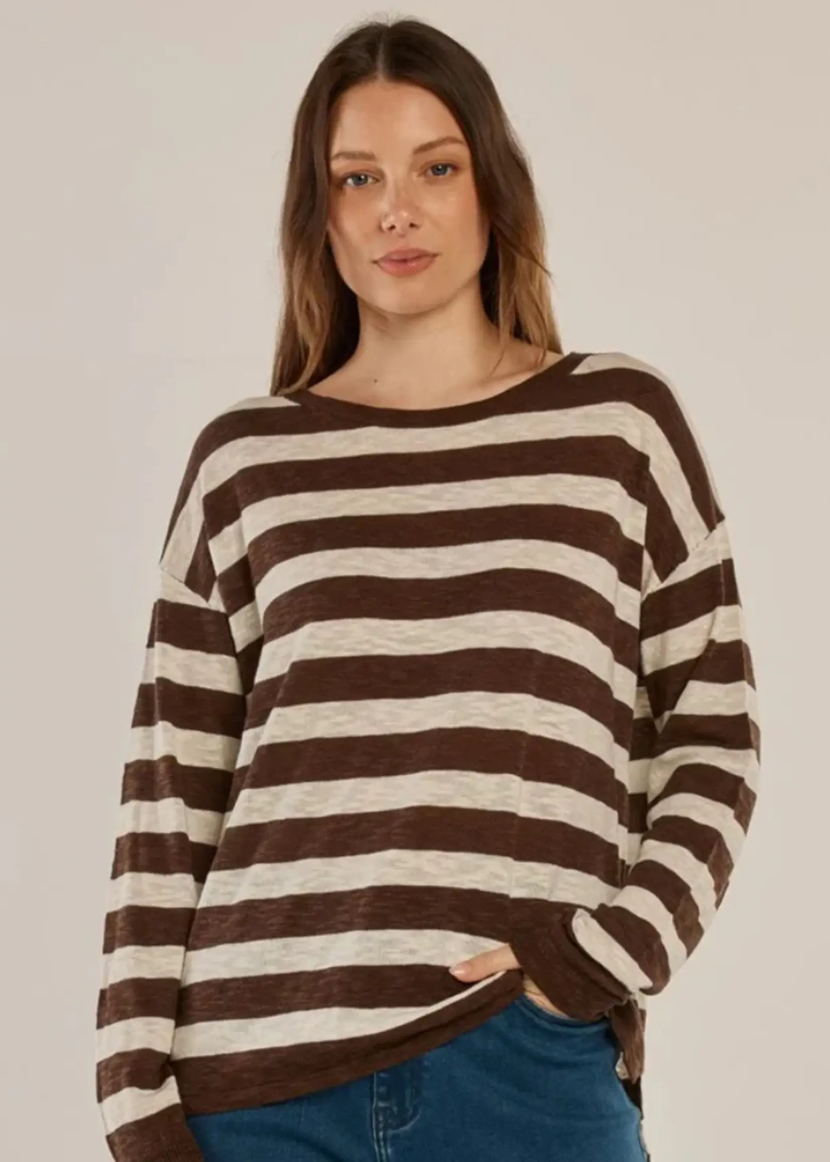 Betty Basic Natasha Knit Top - Brown Stripe