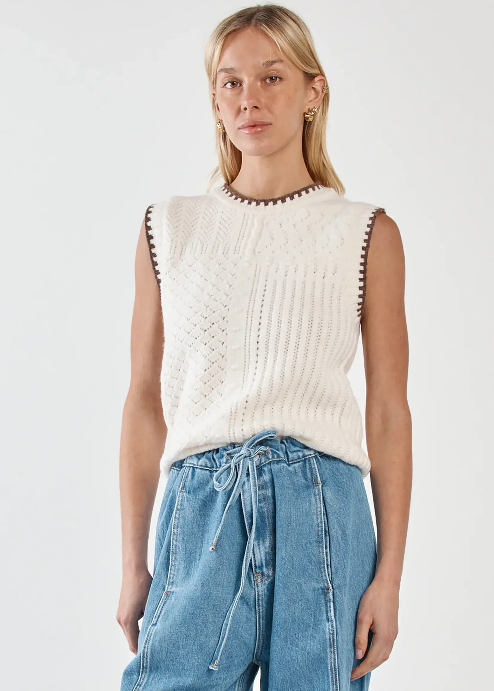 Sass Tonia Knit Vest - Cream/Mushroom