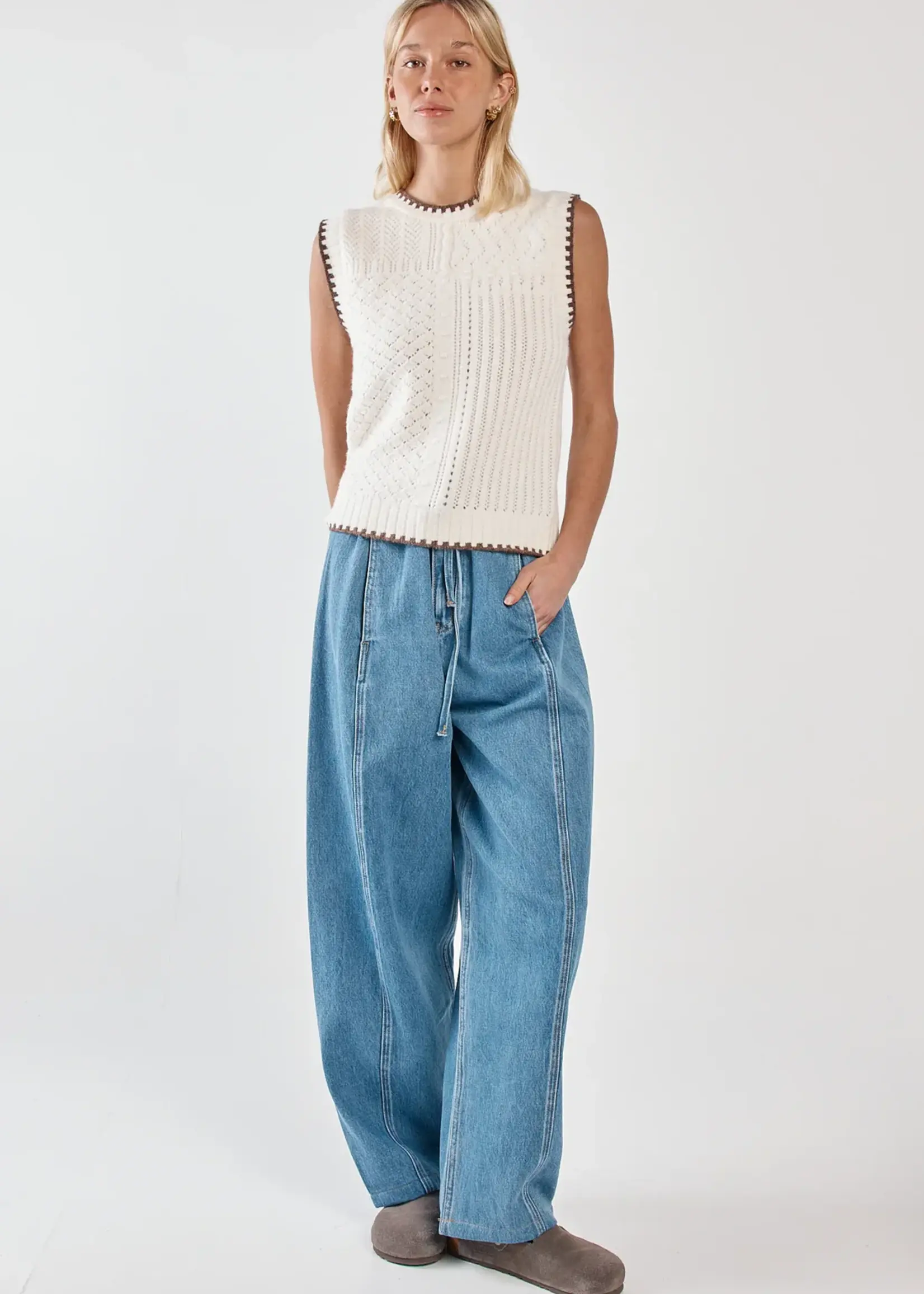 Sass Tonia Knit Vest - Cream/Mushroom