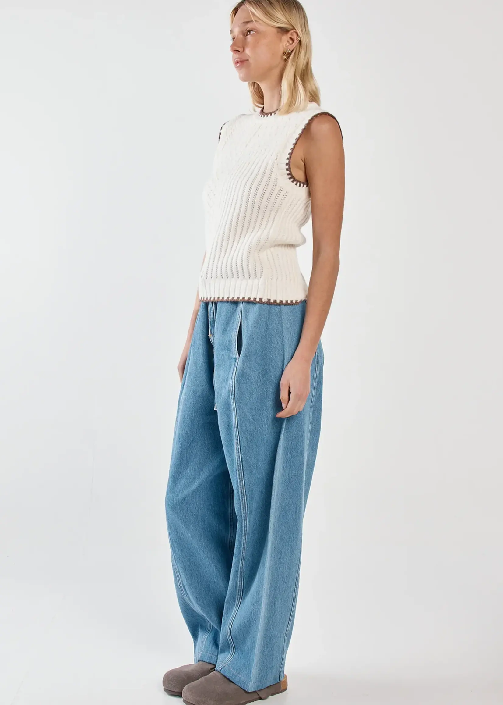 Sass Tonia Knit Vest - Cream/Mushroom