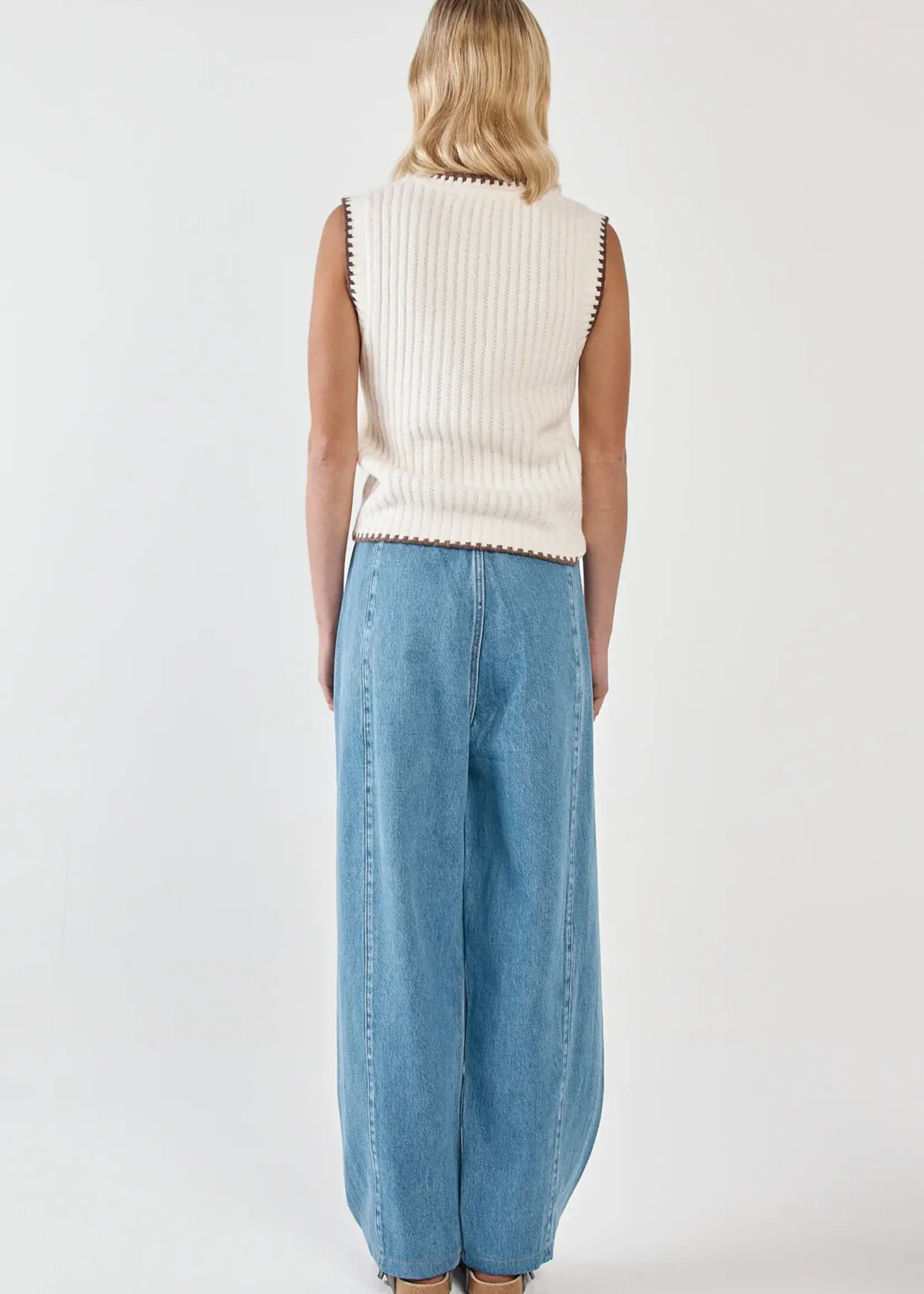Sass Tonia Knit Vest - Cream/Mushroom