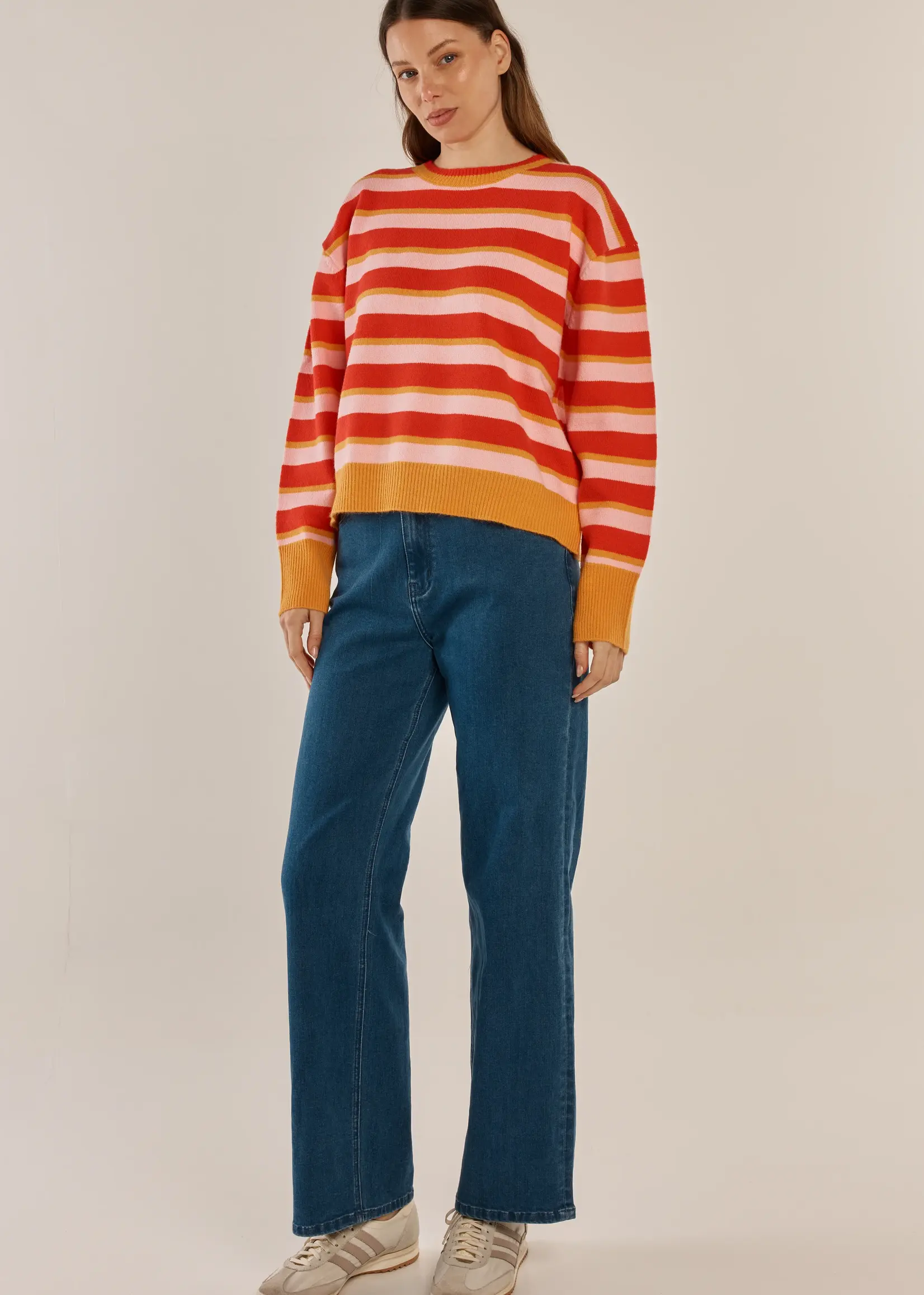 Betty Basic Leonie Knit Sweater - Red/Pink Stripe