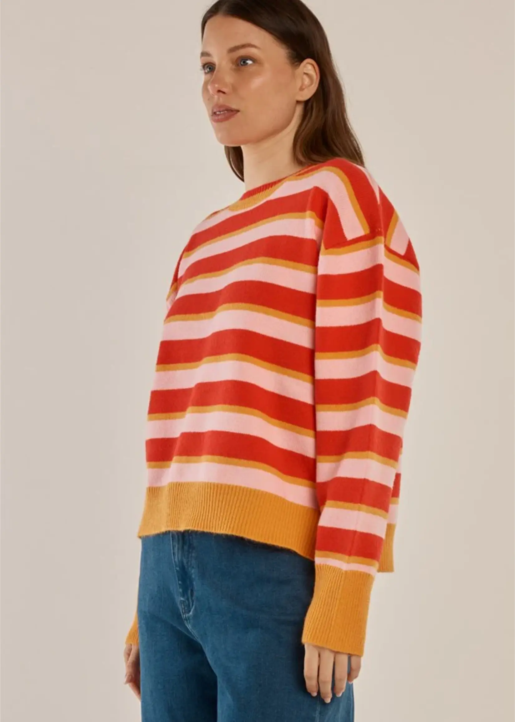 Betty Basic Leonie Knit Sweater - Red/Pink Stripe