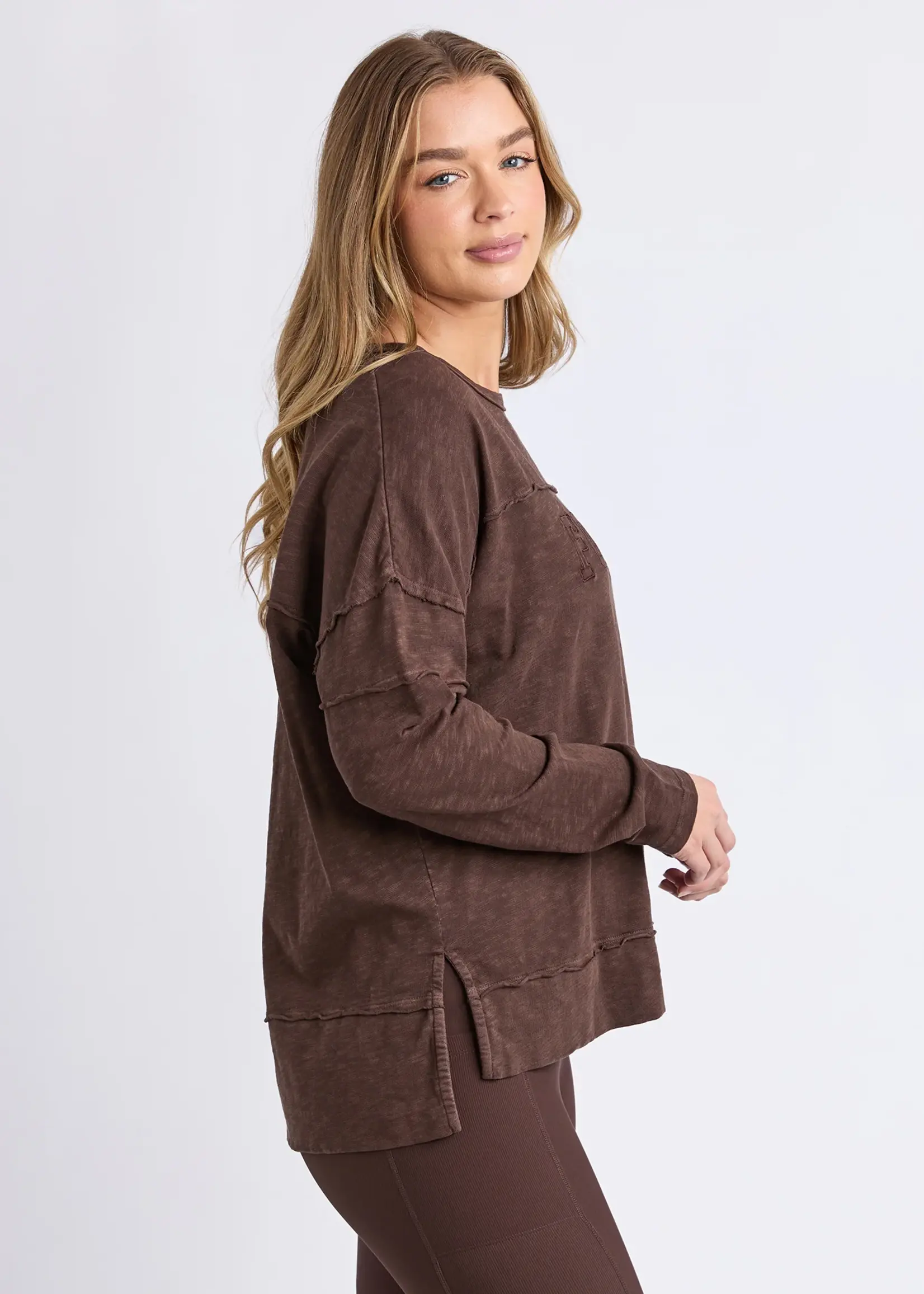 Foxwood Throw On Tee - Coffee Bean