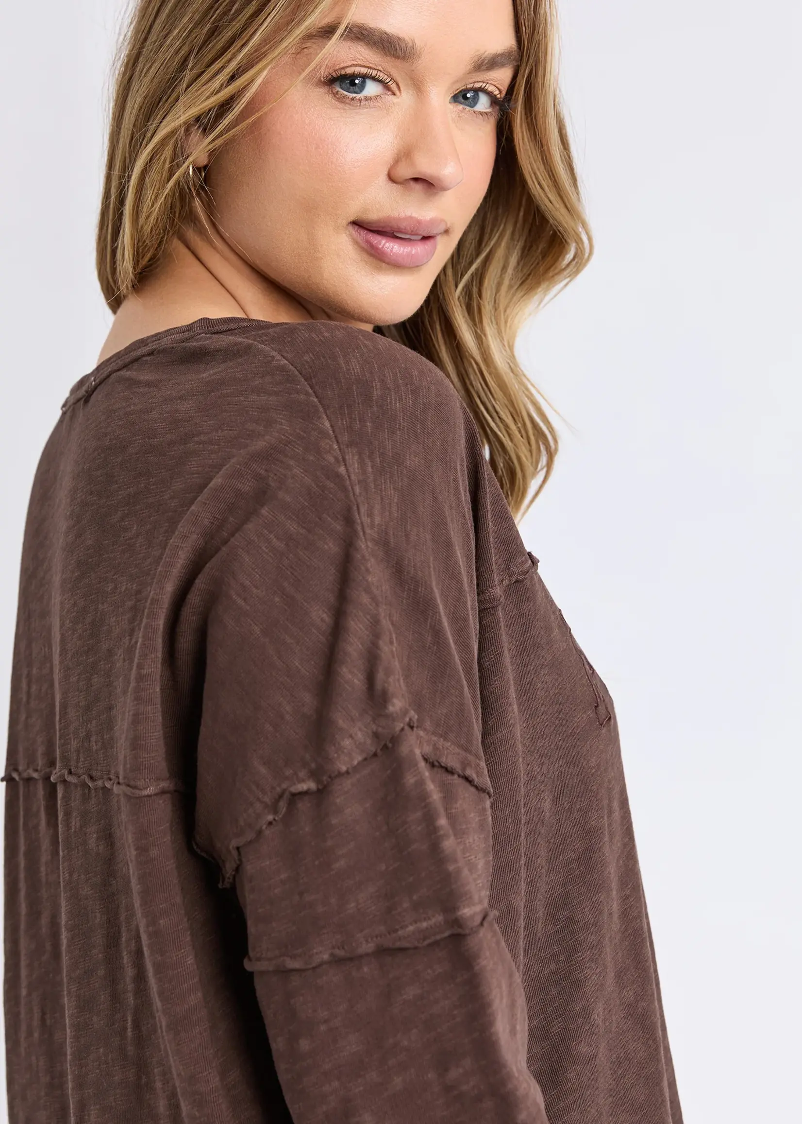 Foxwood Throw On Tee - Coffee Bean