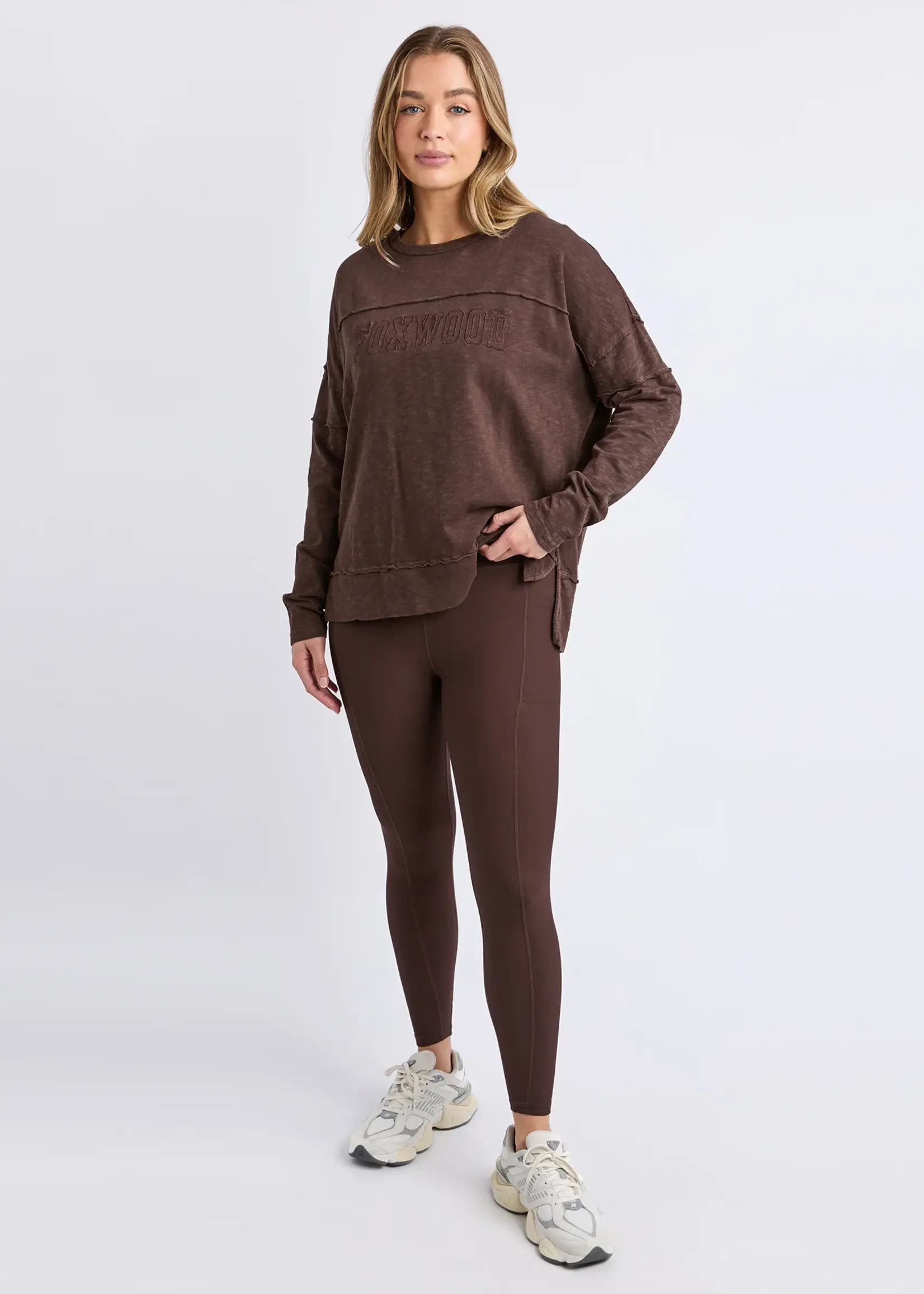 Foxwood Throw On Tee - Coffee Bean