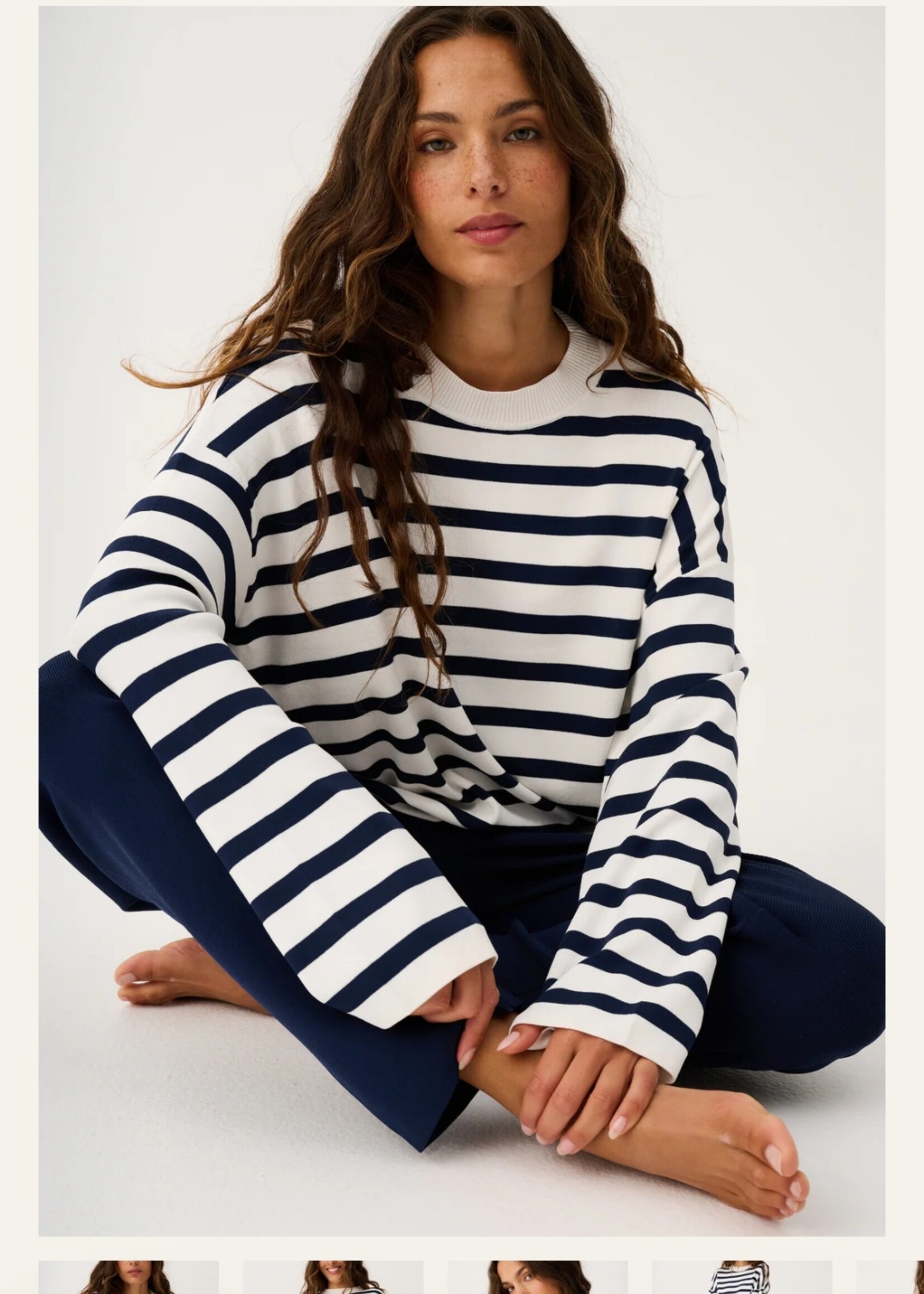 cartel and willow Rae Knit Navy Stripe