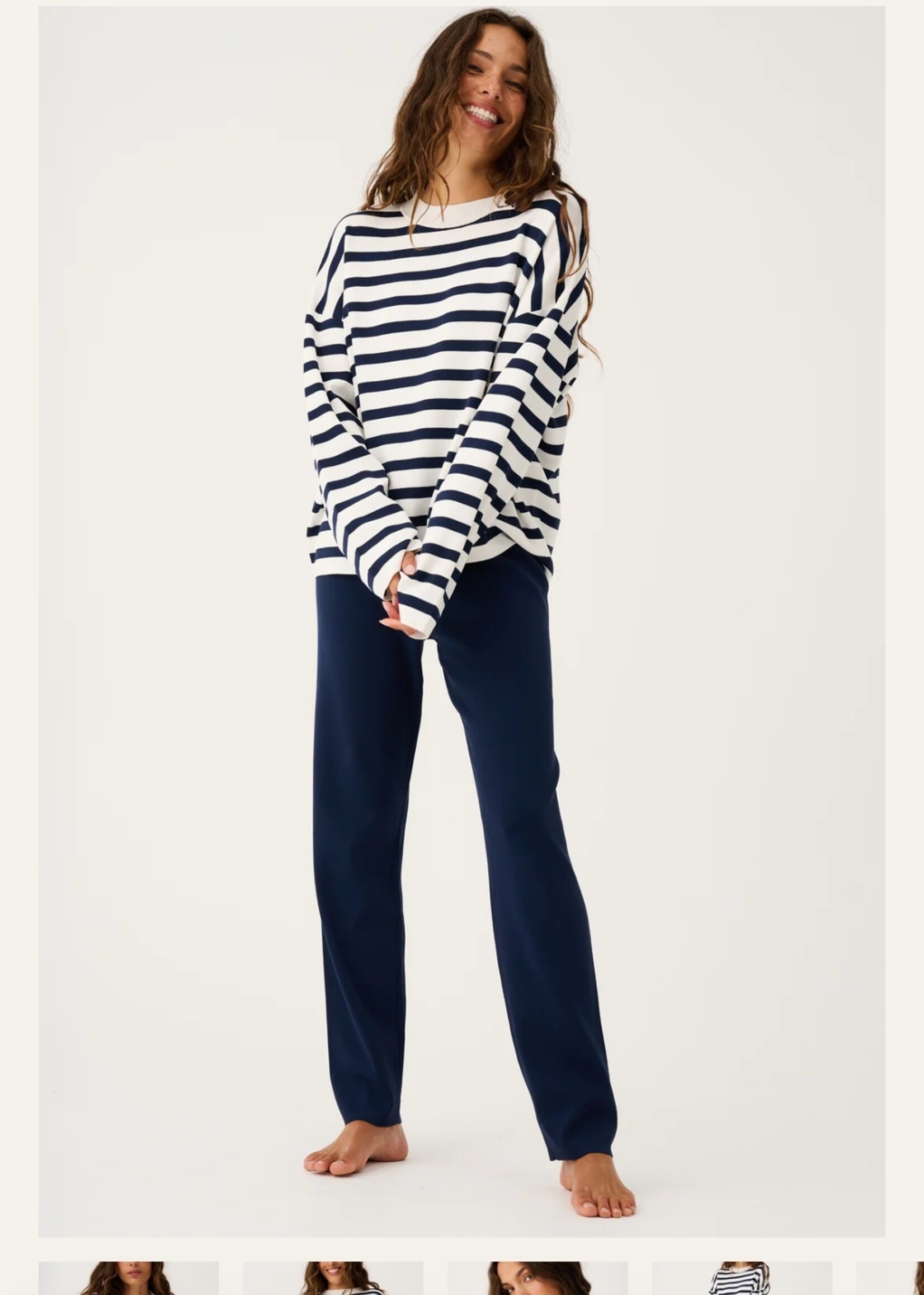 cartel and willow Rae Knit Navy Stripe