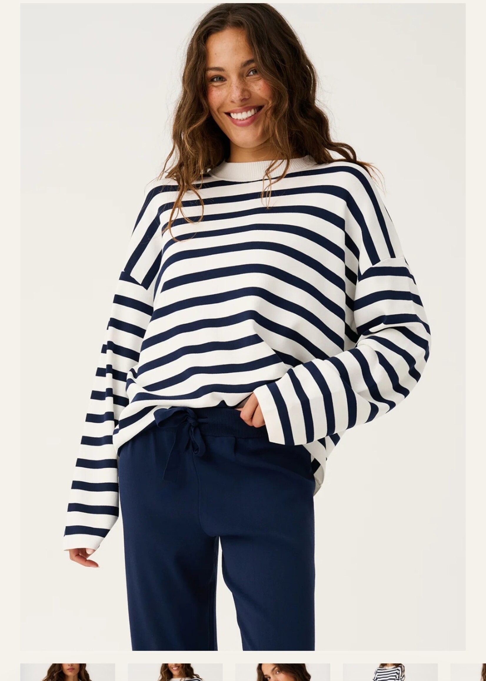 cartel and willow Rae Knit Navy Stripe