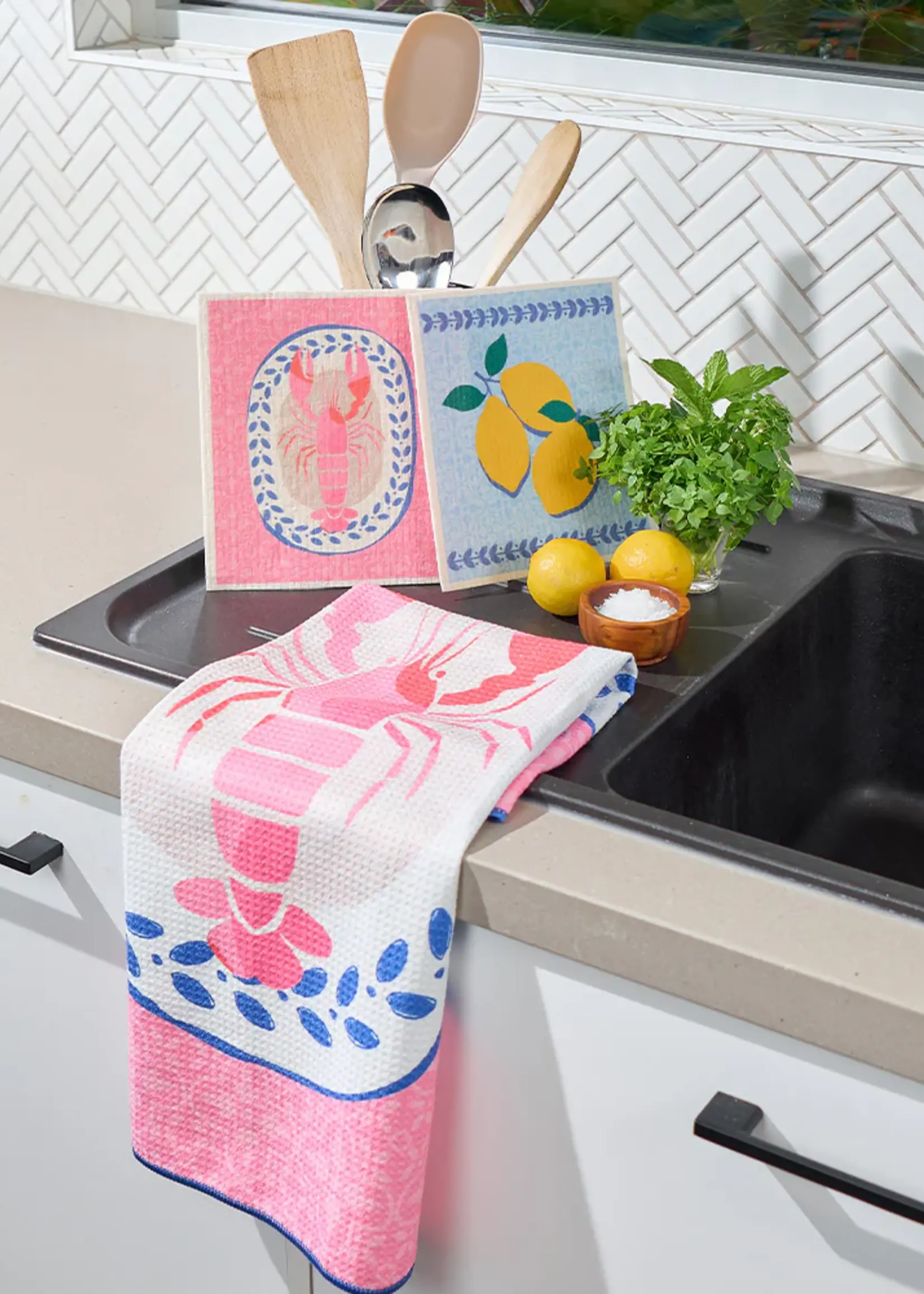 Annabel Trends Tea Towel Microfibre Waffle - Lobster