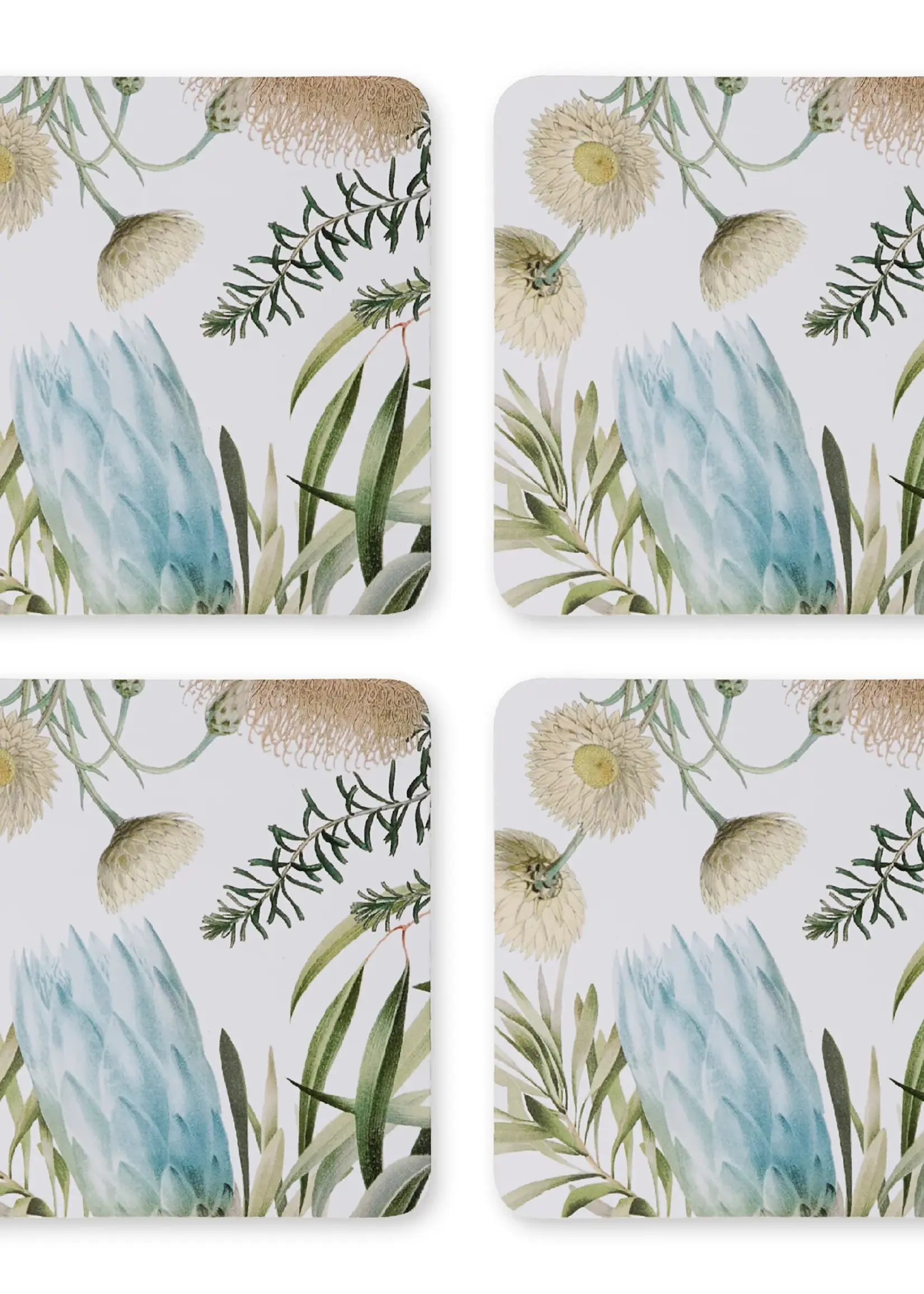 Madras Native Garden Rectangle Hard Coaster Set 4