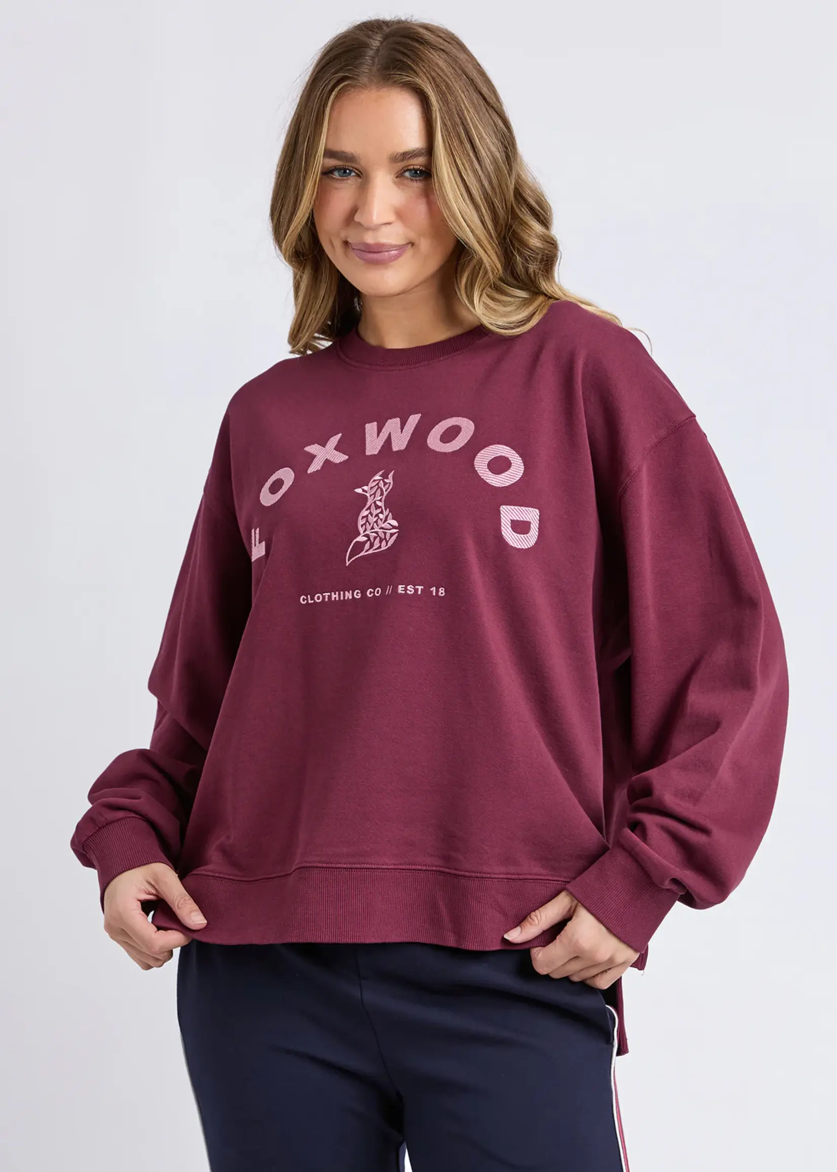 Foxwood Effortless Contrast Crew - Wine