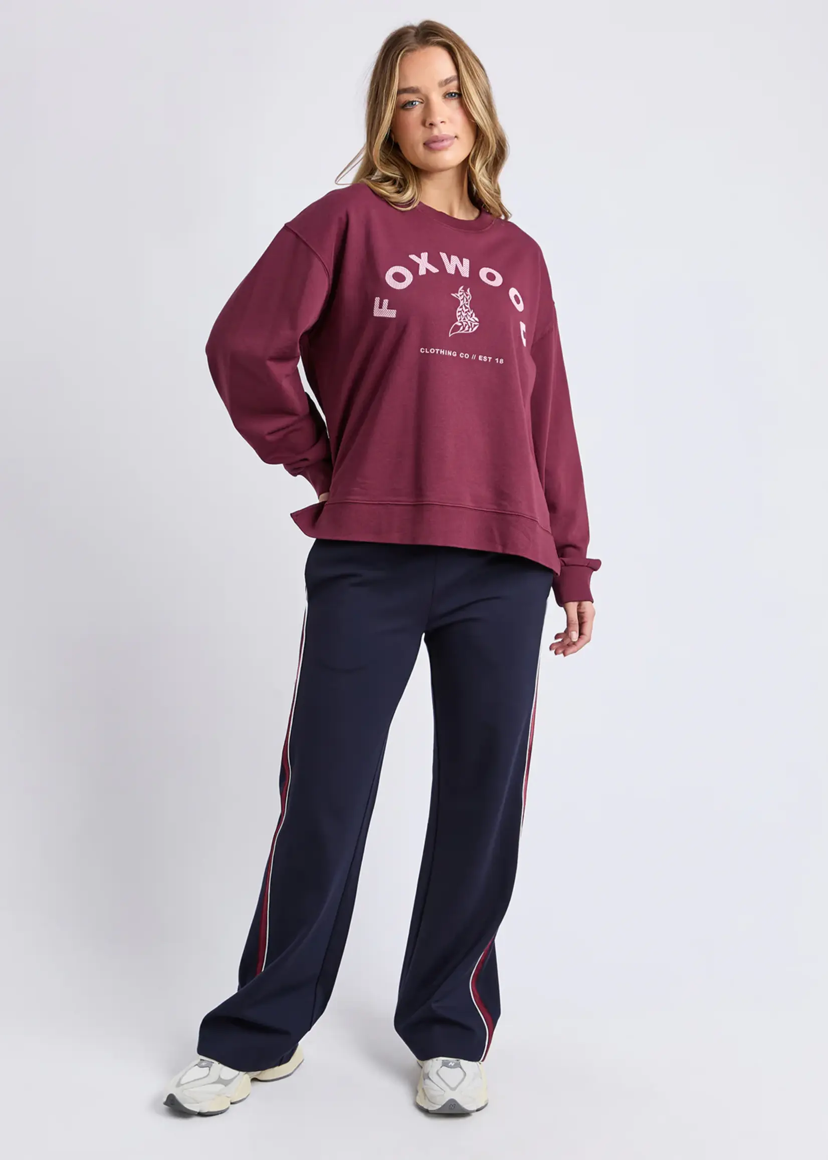 Foxwood Effortless Contrast Crew - Wine