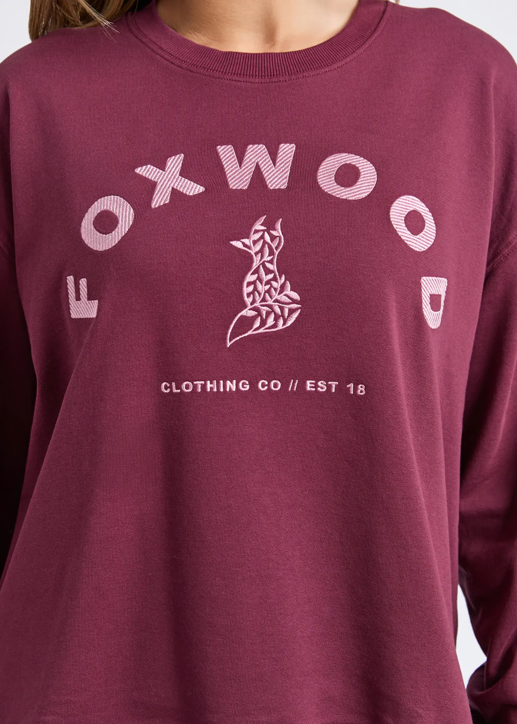 Foxwood Effortless Contrast Crew - Wine