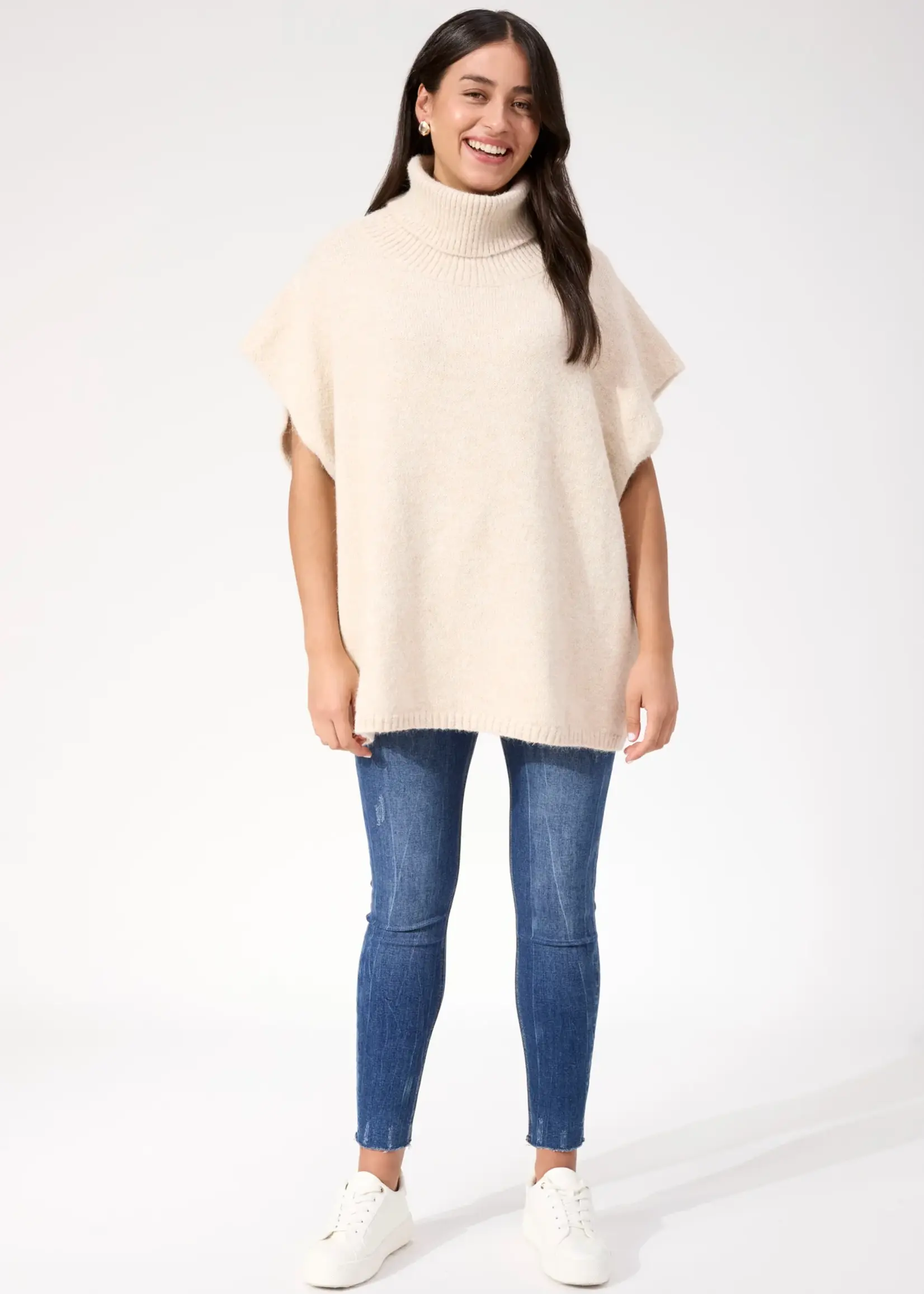 Haven Valenza Knit Poncho - Natural