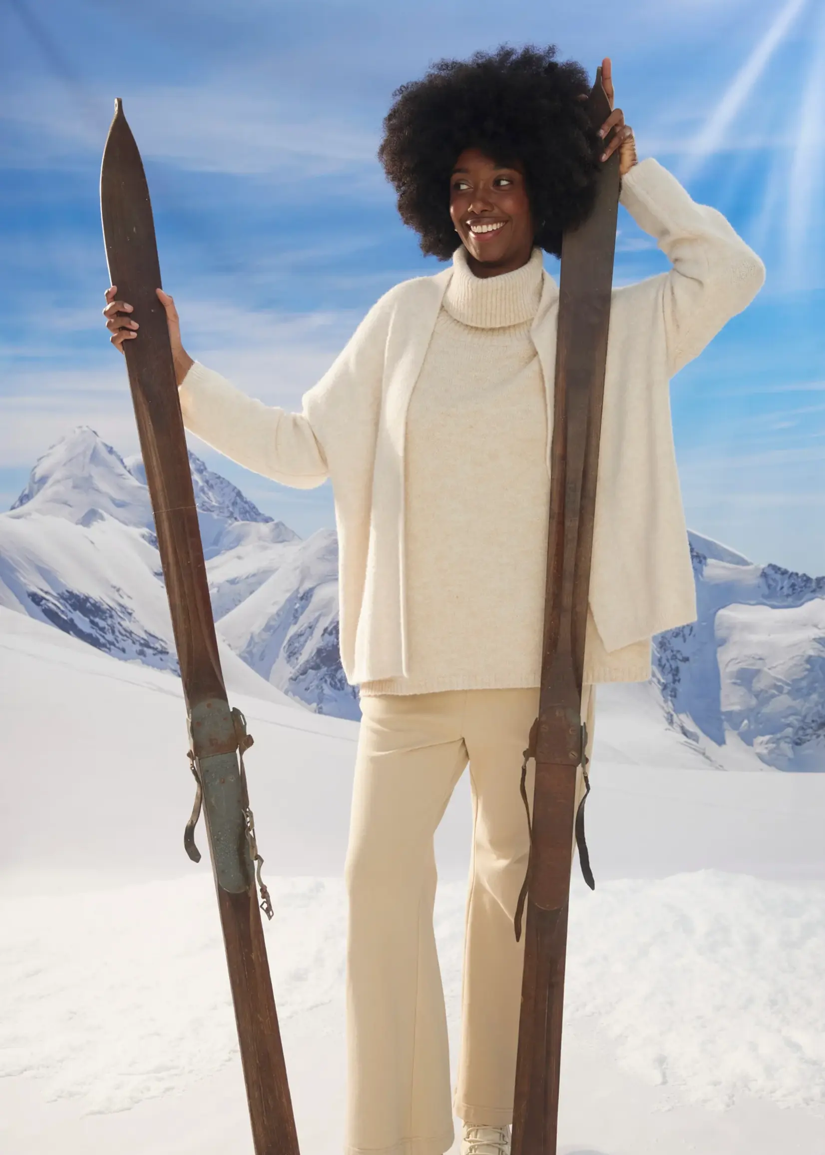 Haven Valenza Knit Poncho - Natural