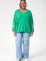 Haven Vermont Star V Neck Jumper - Green
