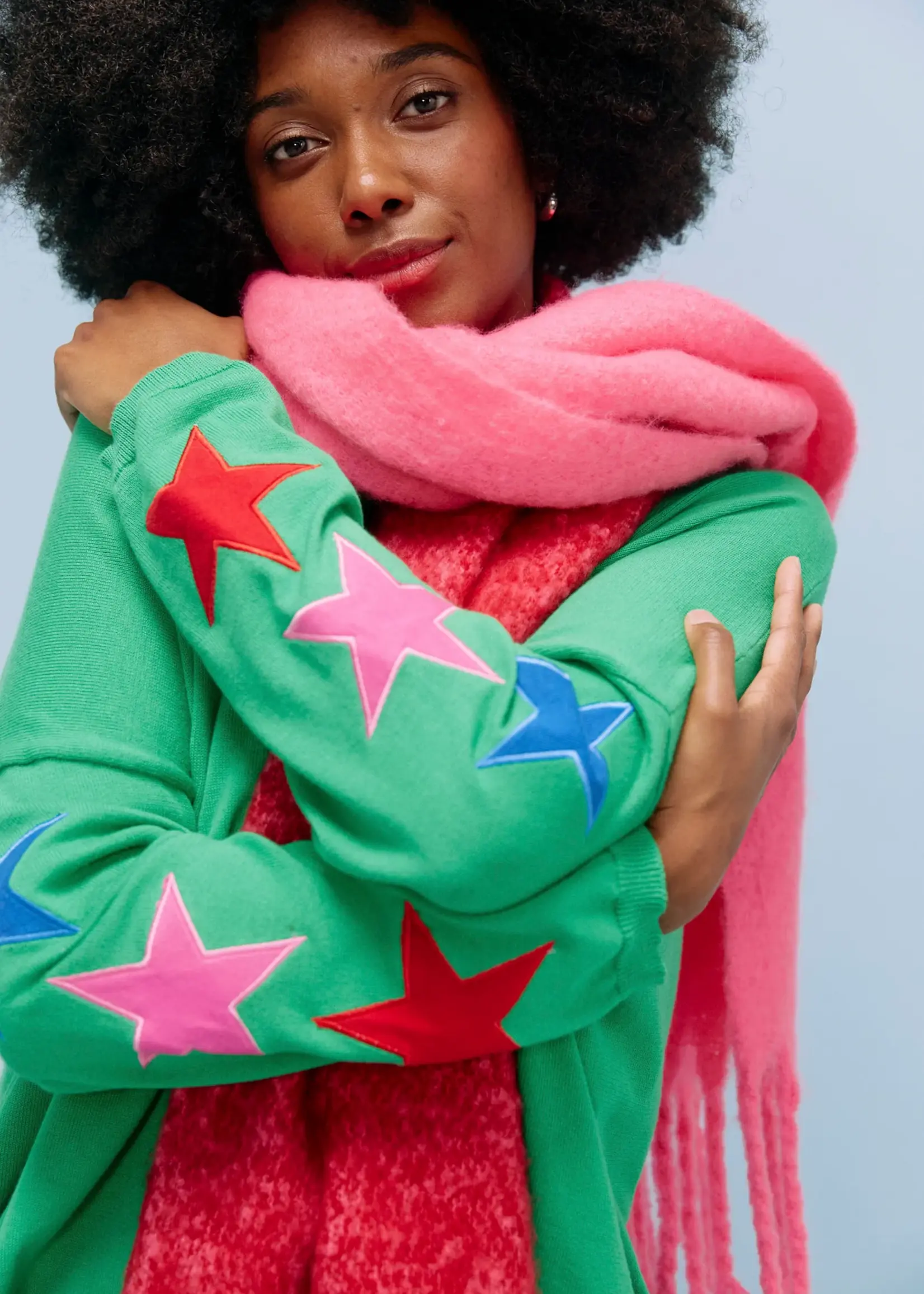 Haven Vermont Star V Neck Jumper - Green