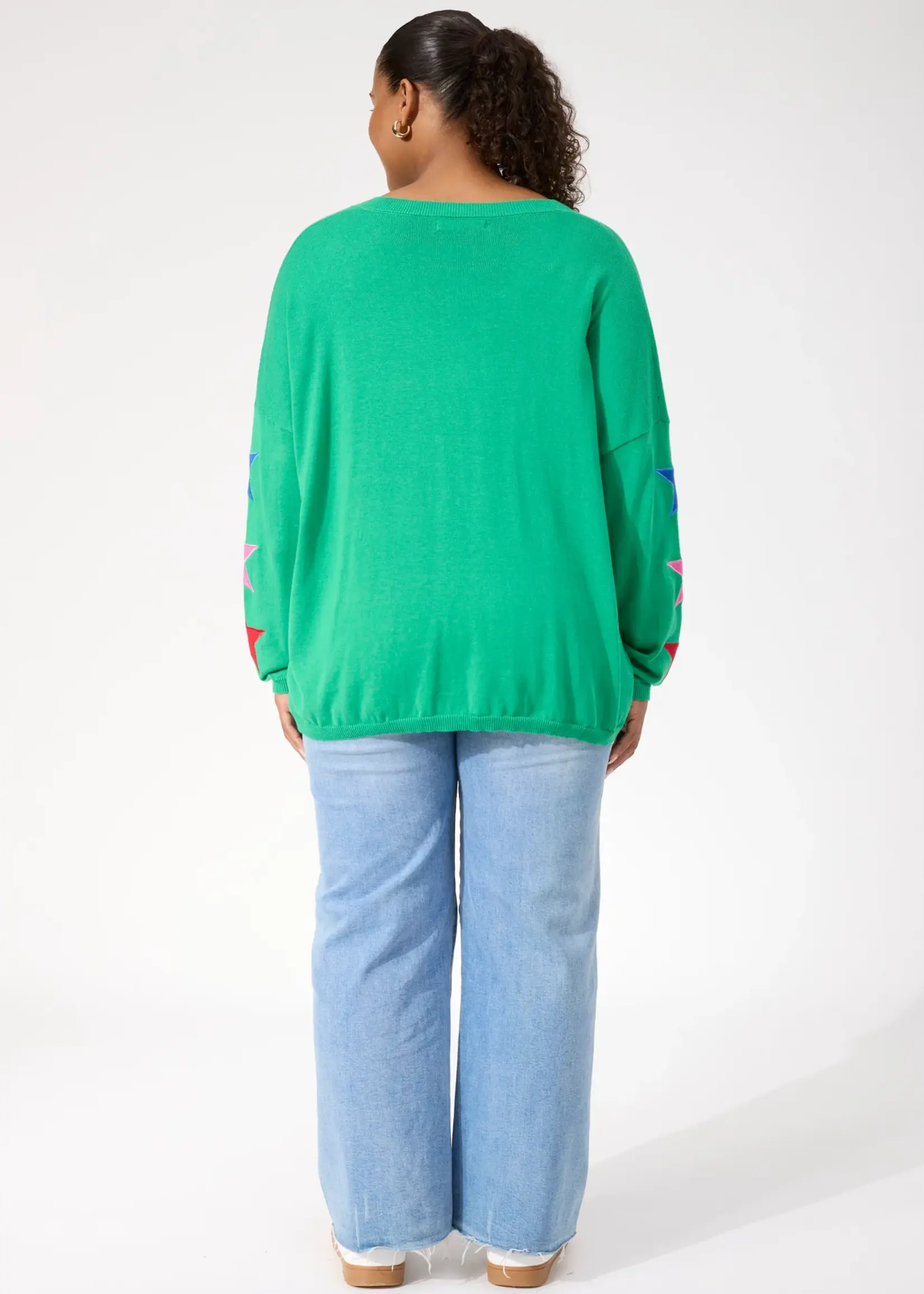 Haven Vermont Star V Neck Jumper - Green