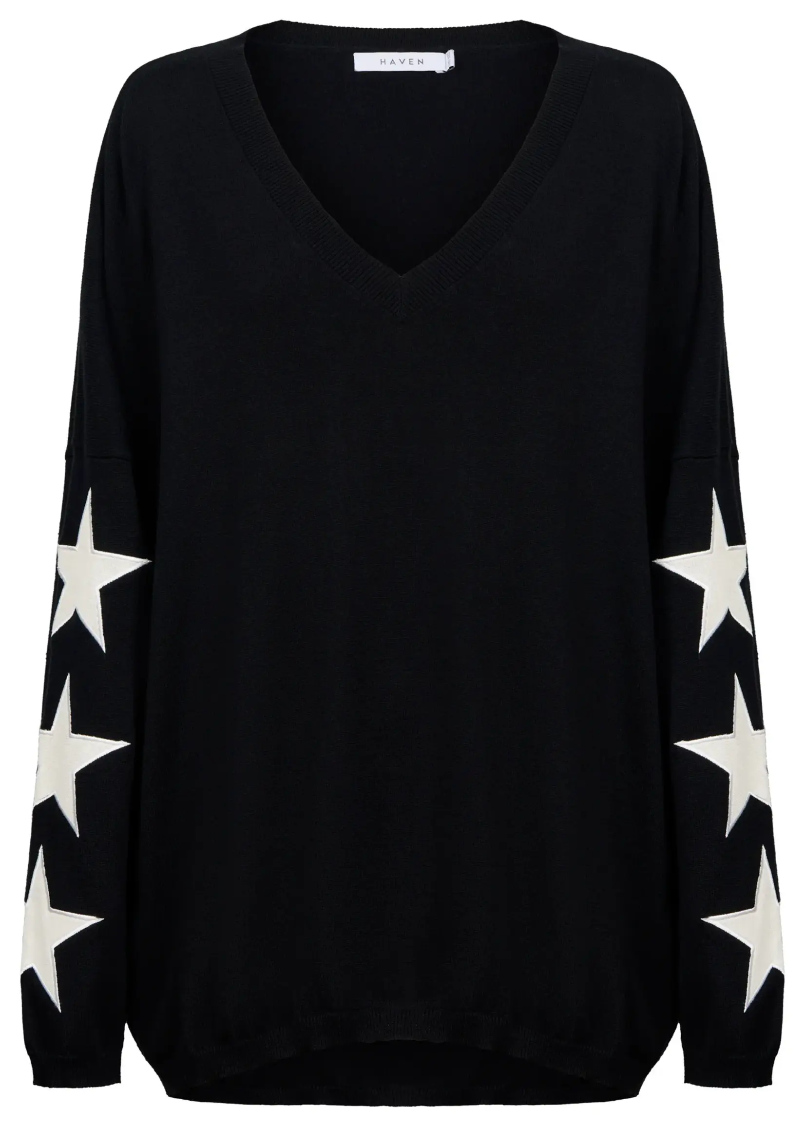 Haven Vermont Star V Neck Jumper - Black