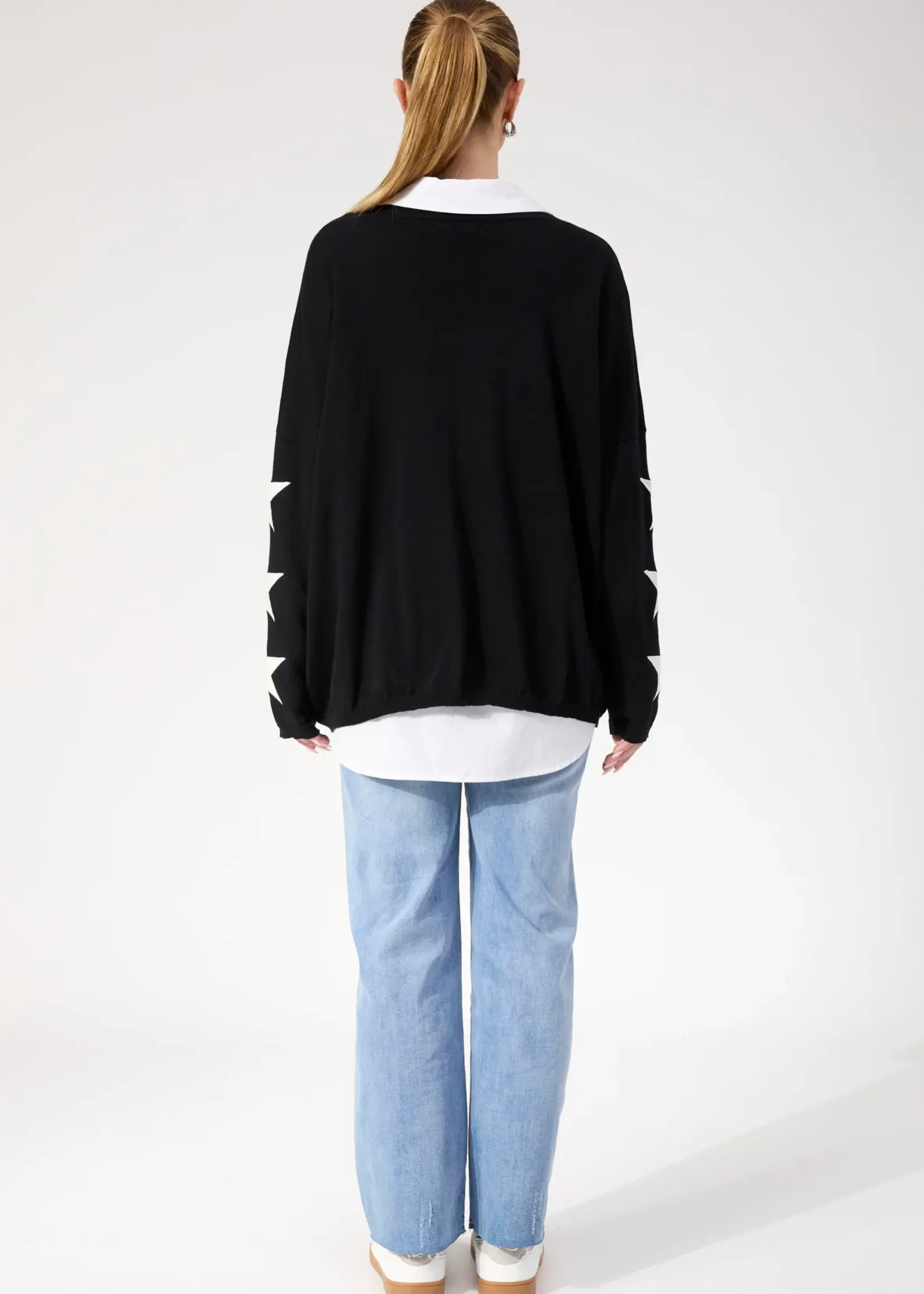 Haven Vermont Star V Neck Jumper - Black