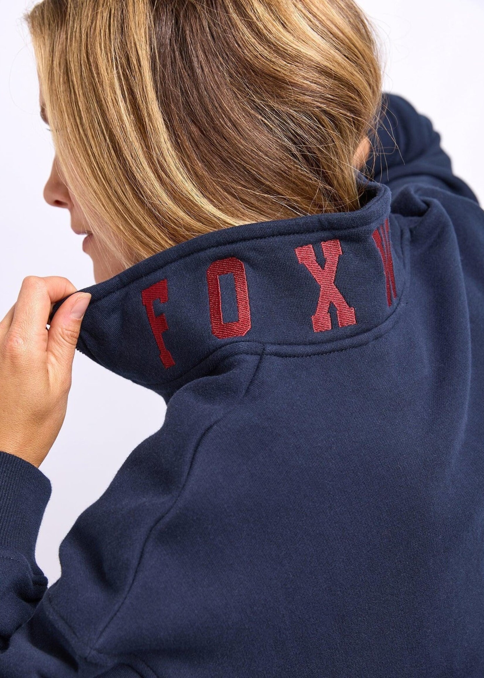 Foxwood College Contrast Zip Crew - Navy/Red