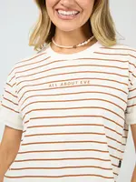 All About Eve AAe Washed Stripe Tee Cinnamon/White