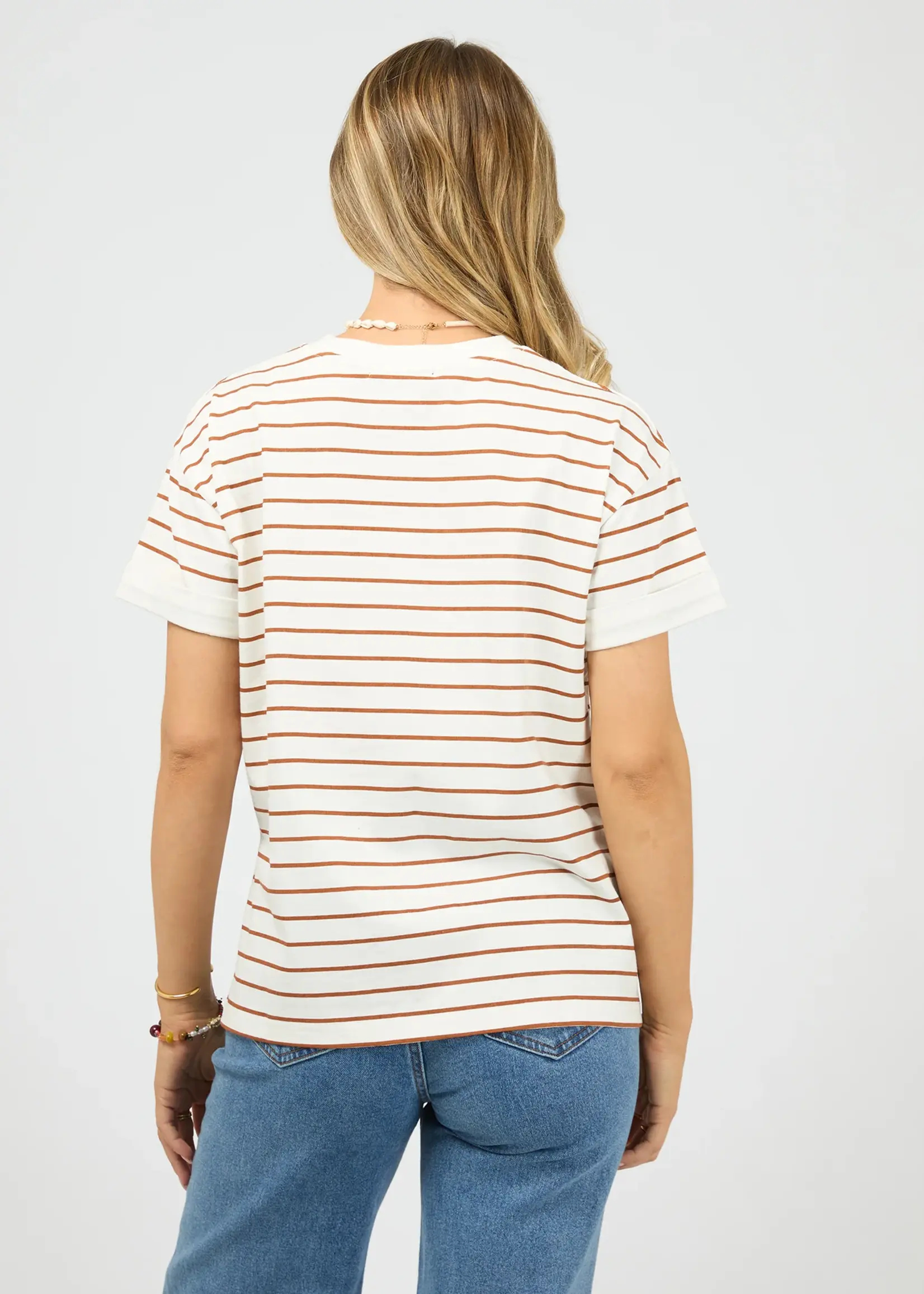All About Eve AAe Washed Stripe Tee Cinnamon/White