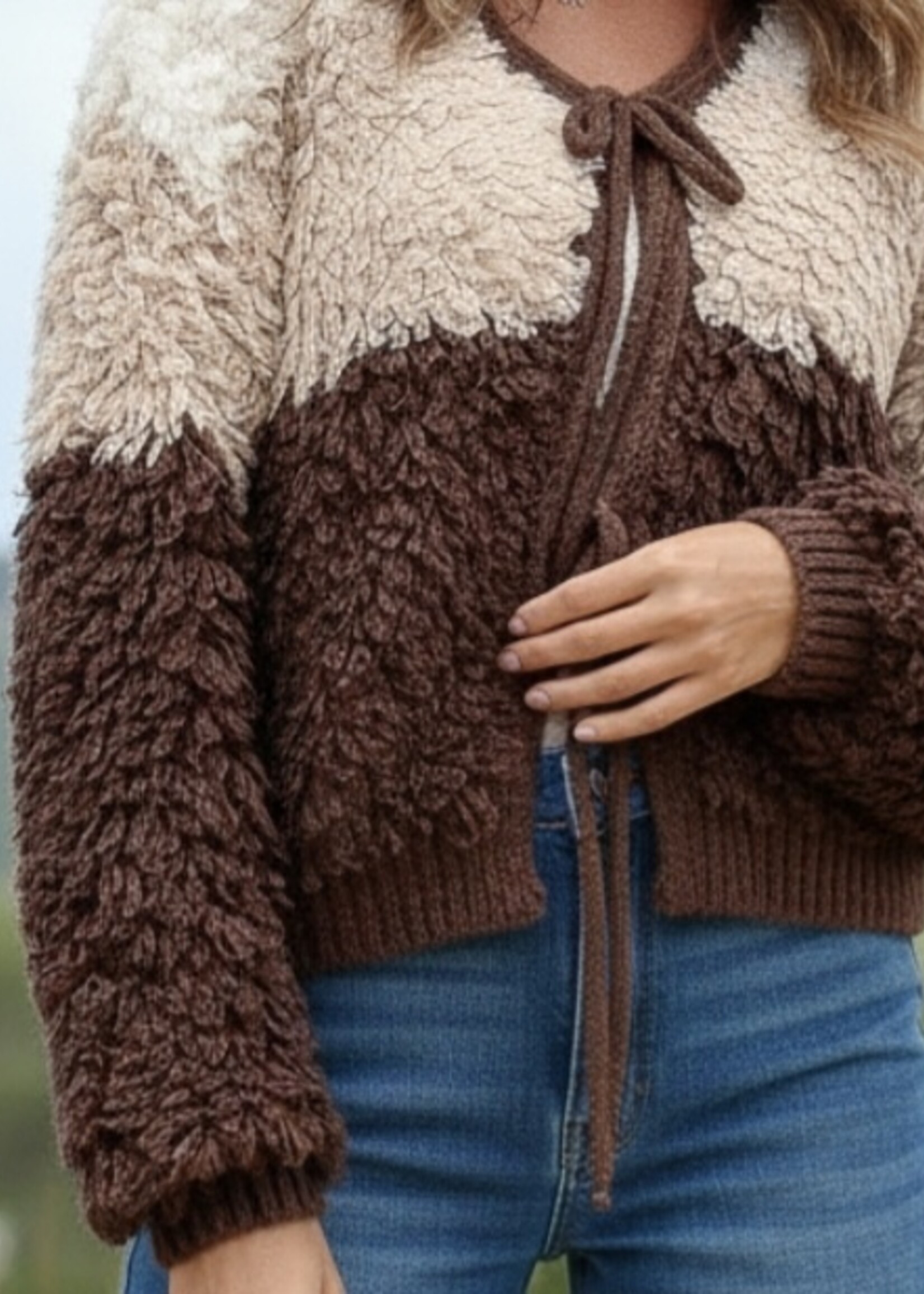 Colour Block Fluffy - Chocolate/Natural