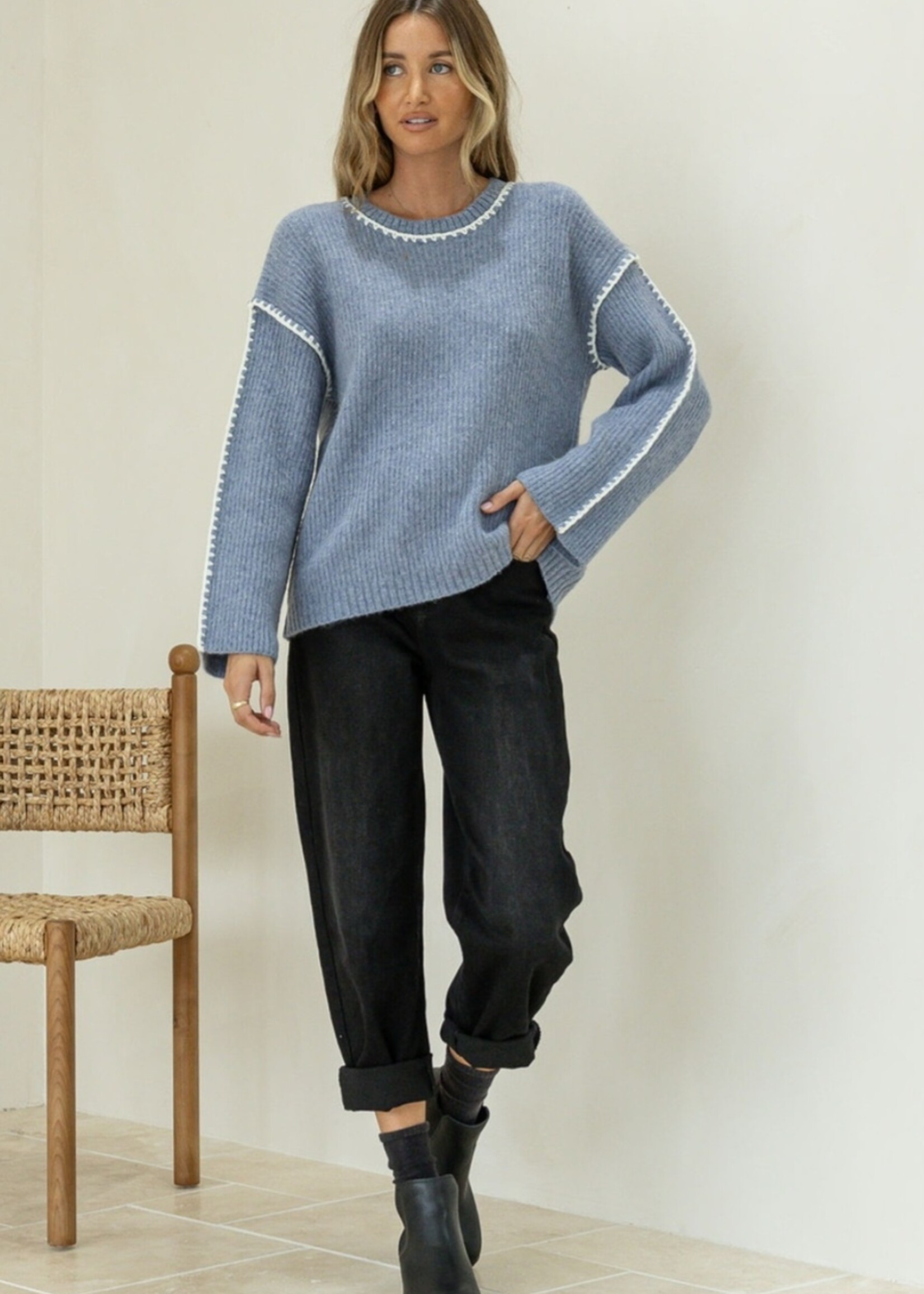 Blanket Stitch - Blue