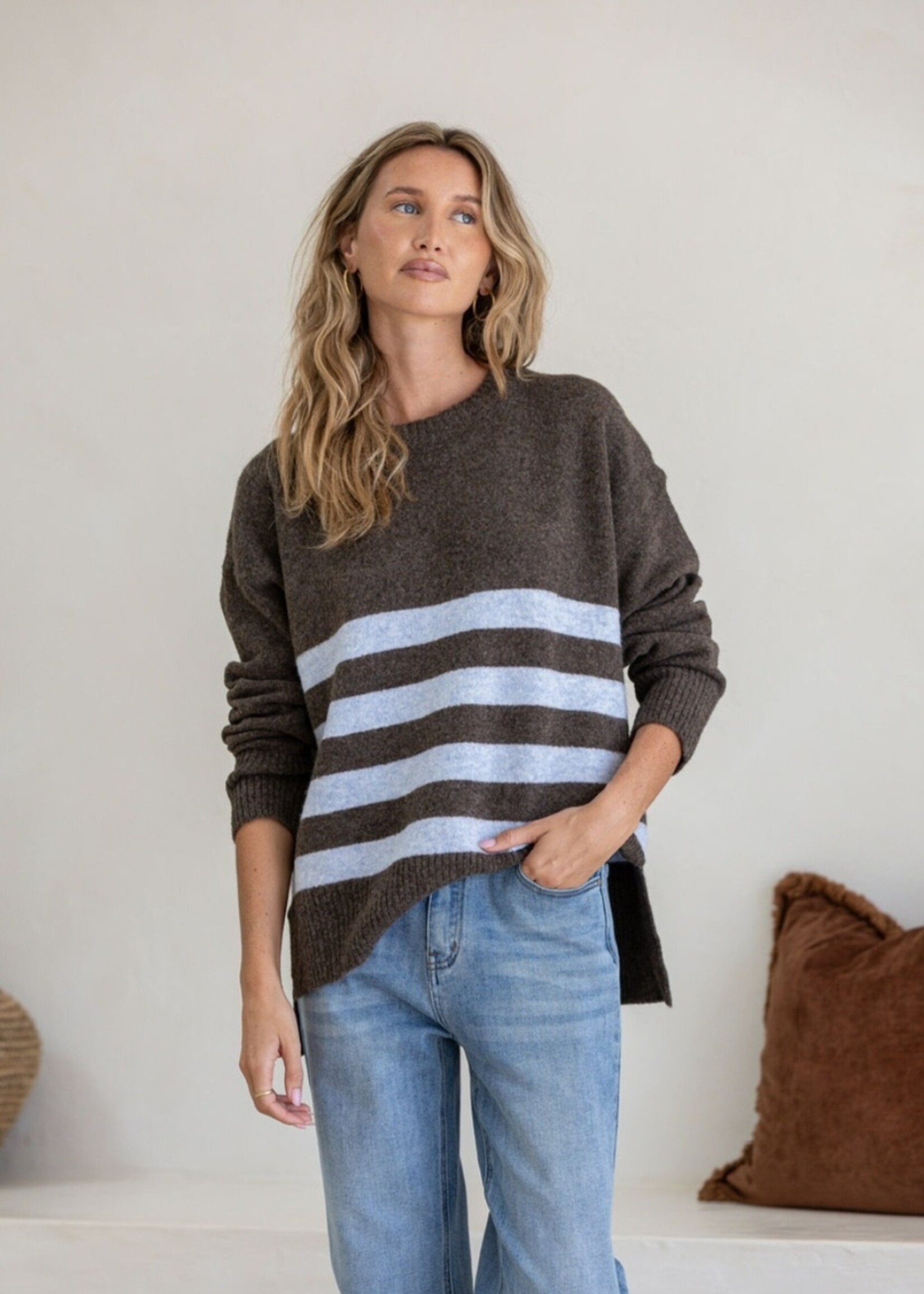Manor Knit - Chocolate/Blue