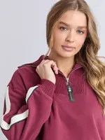 Foxwood Knit Collar Crew - Port