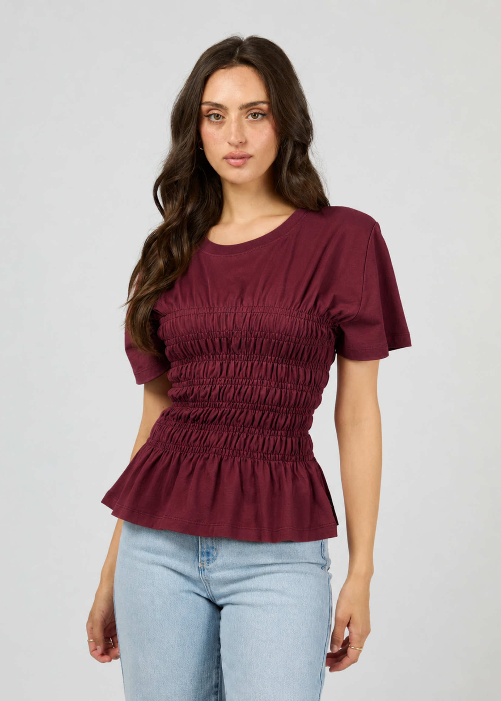 All About Eve Lipa Ruched Top - Wine