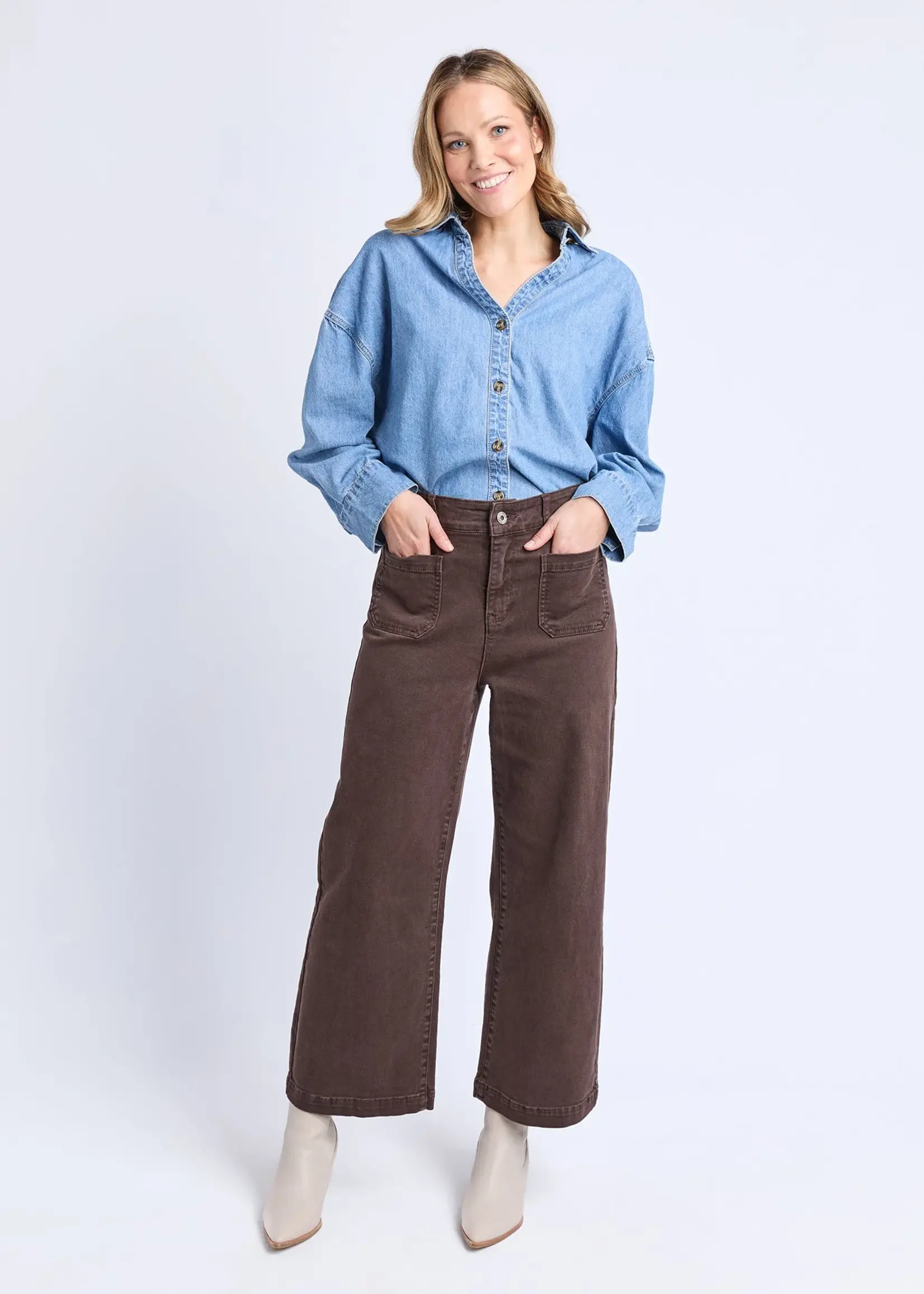 Elm Lifestyle Delphi Front Pocket Jean - Chocolate