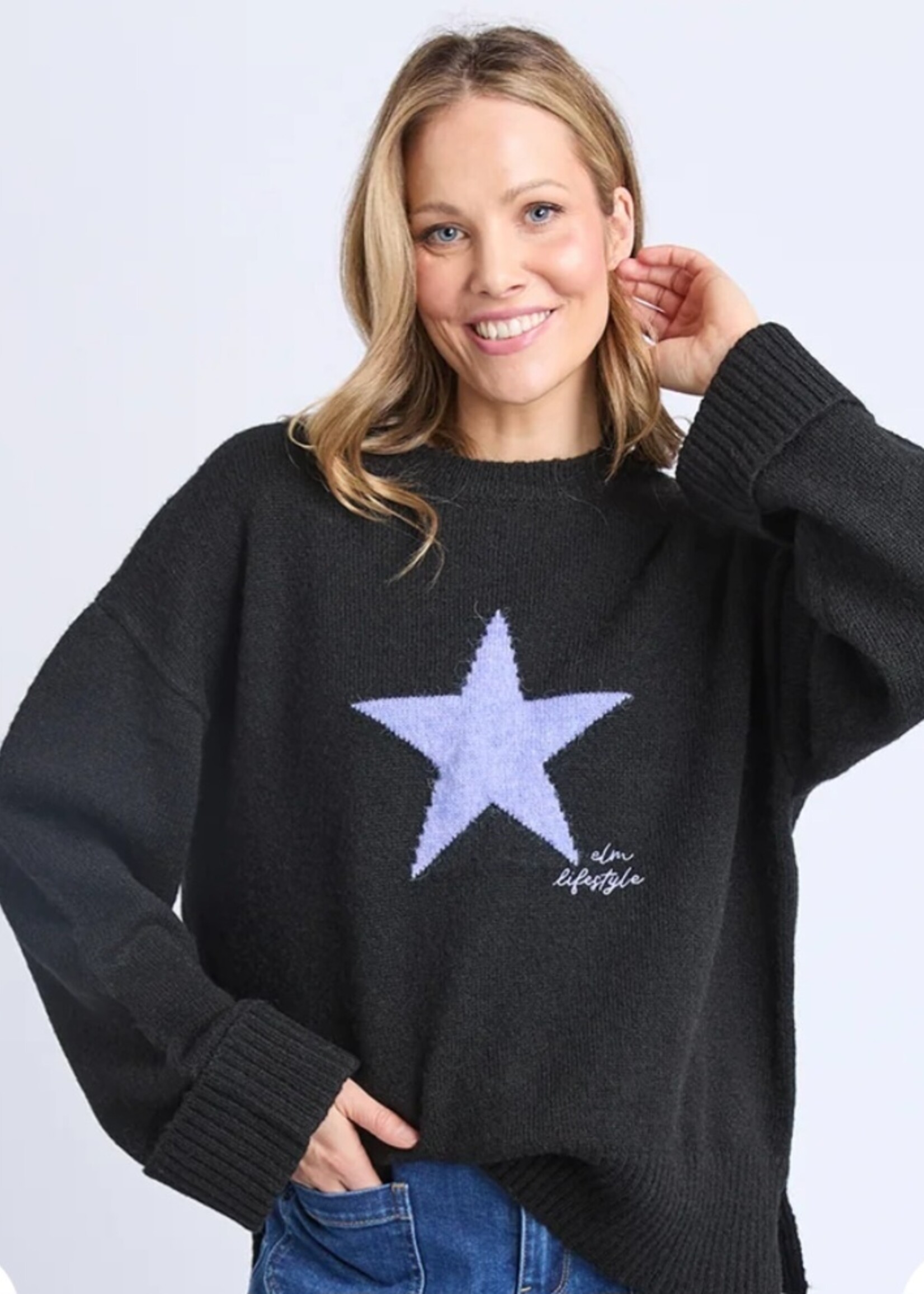 Elm Lifestyle Star Intarsia Knit Black