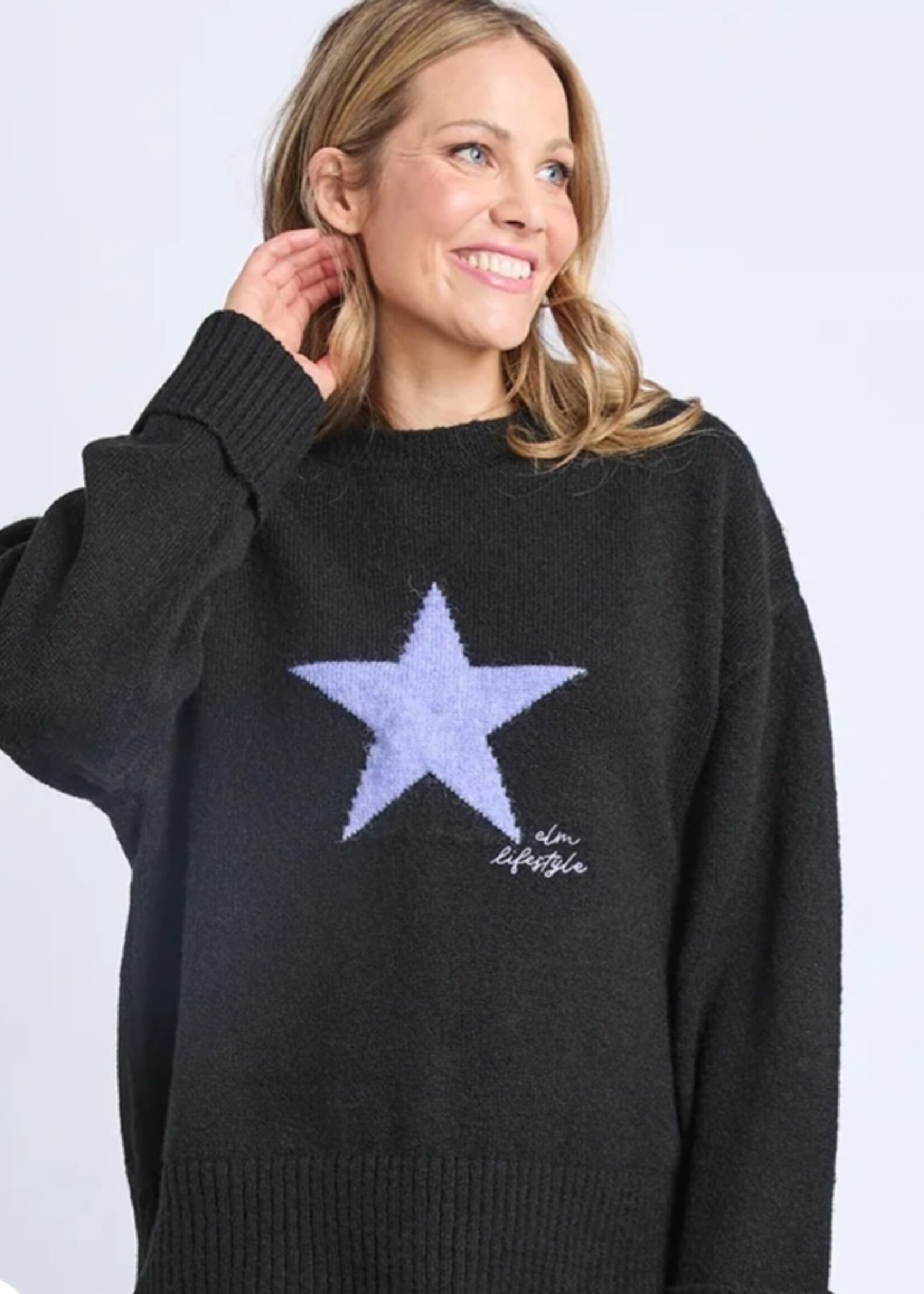 Elm Lifestyle Star Intarsia Knit Black
